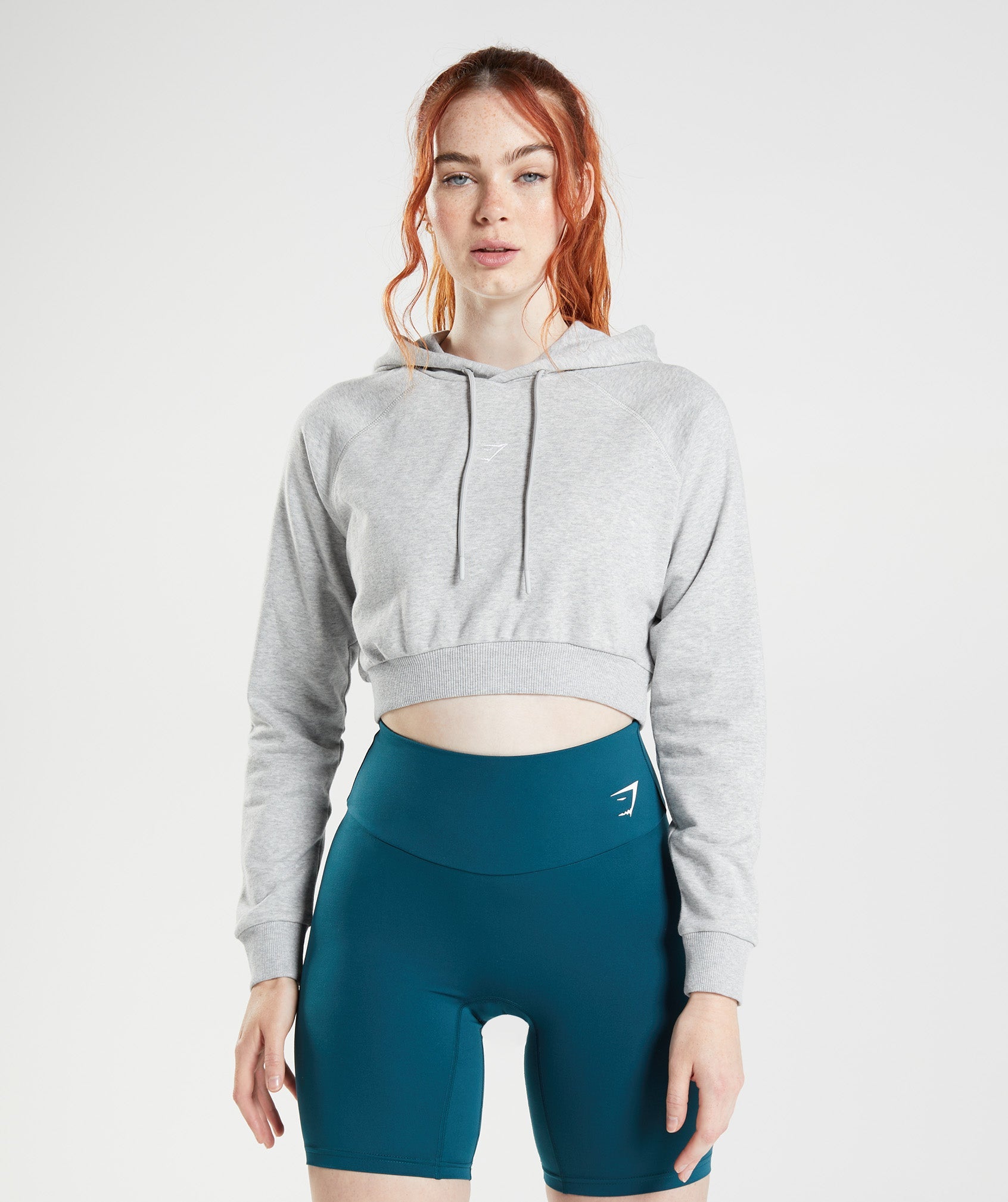 Training Cropped Hoodie in Light Grey Core Marl