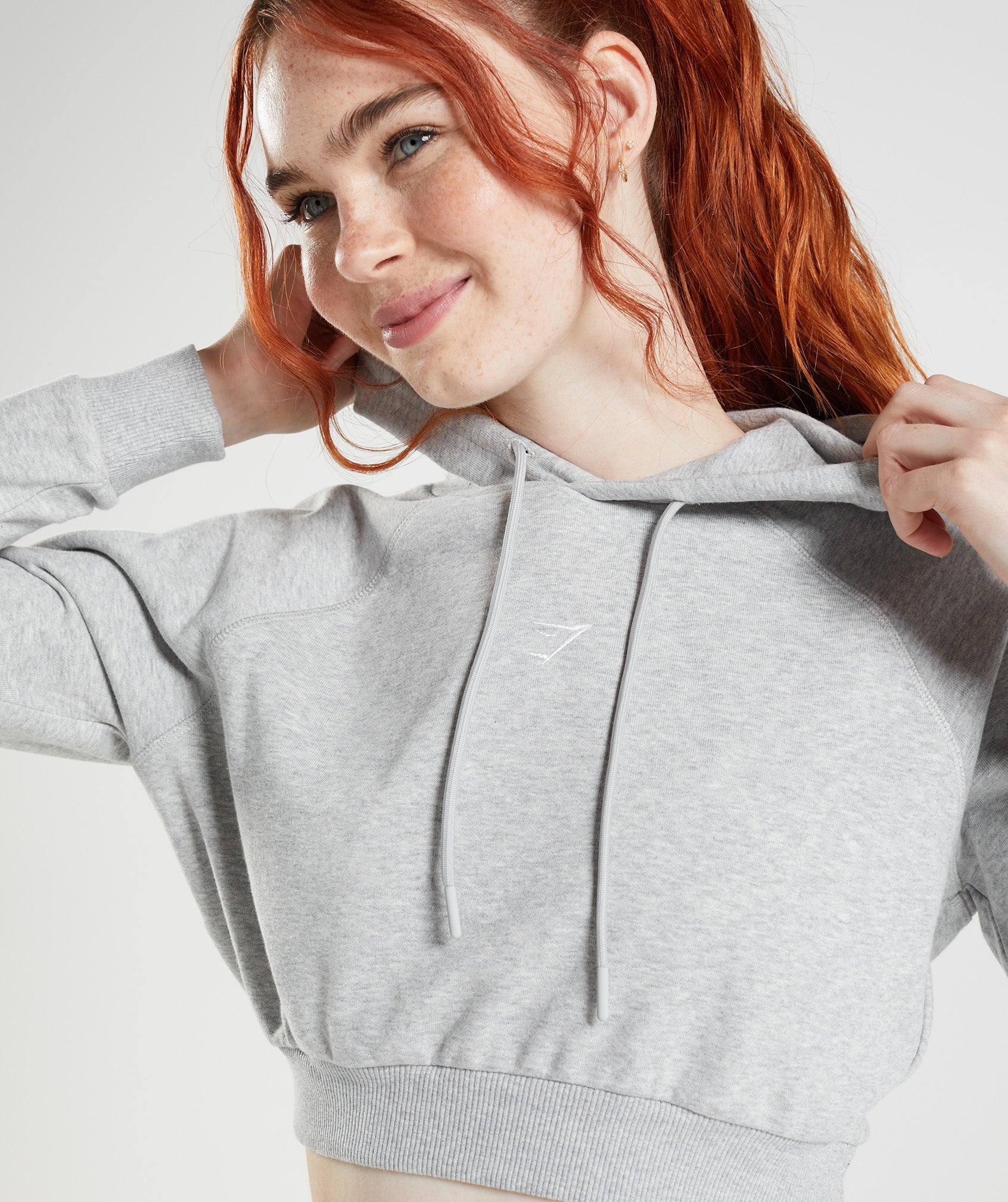 Training Cropped Hoodie in Light Grey Core Marl