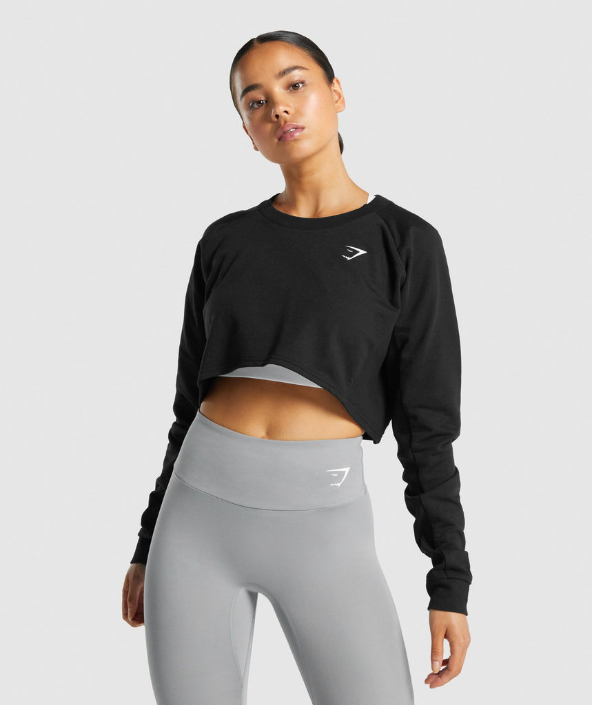 Gymshark Training Cropped Sweater - Black | Gymshark