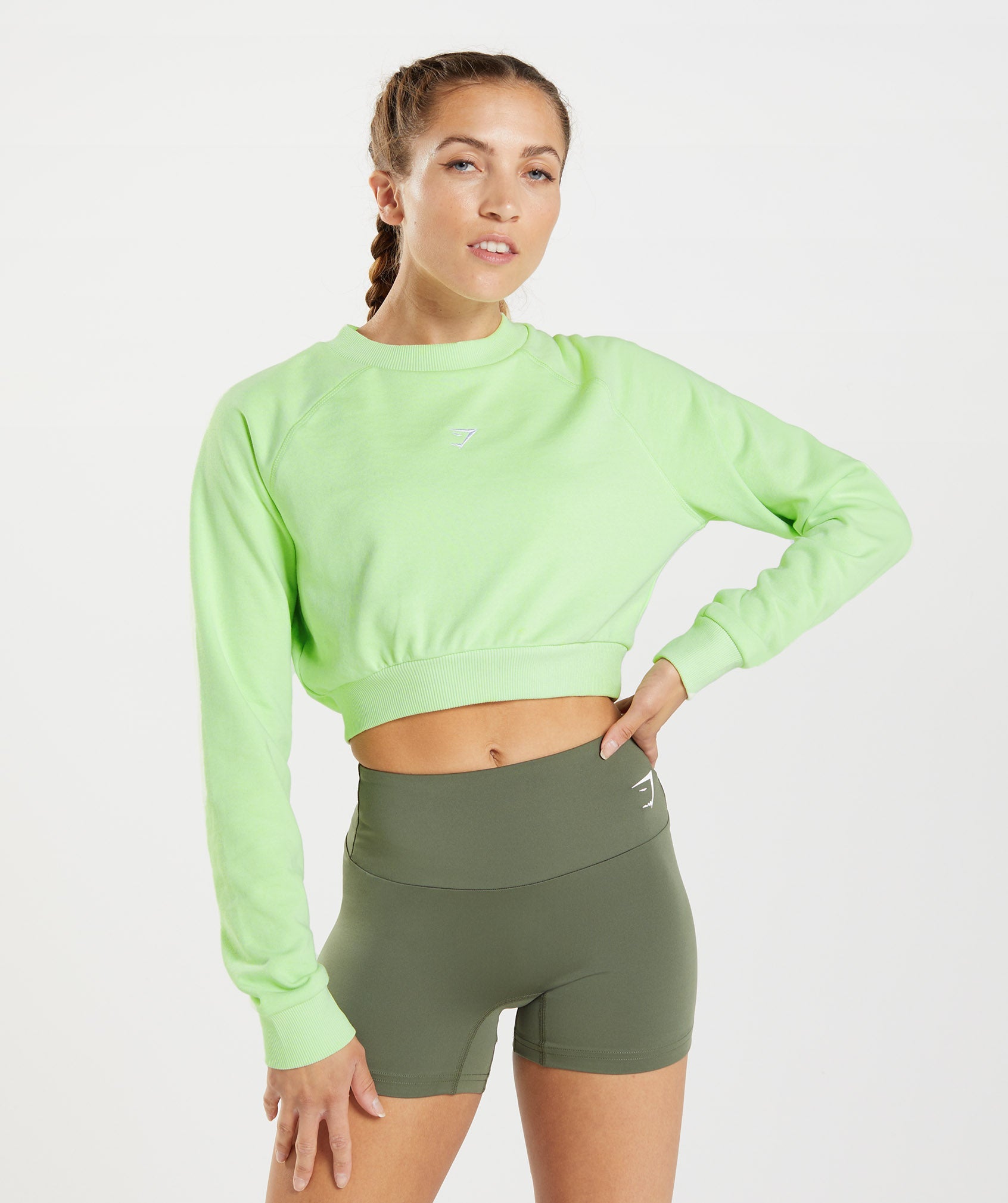 Training Cropped Sweater in Kiwi Green - view 1