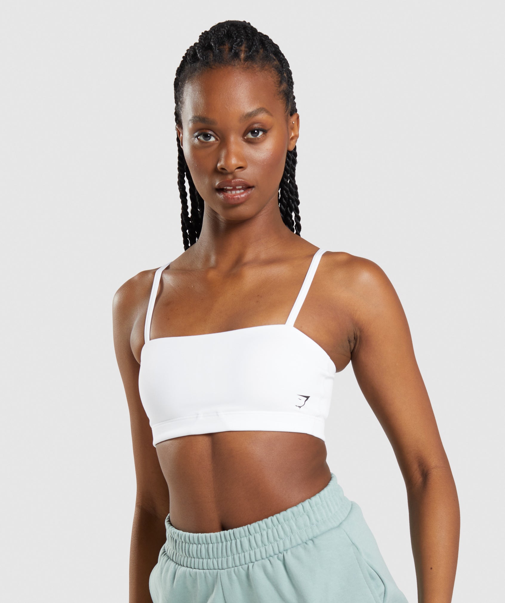 Gymshark Wtflex Linear Seamless Sports Bra - Pebble Grey/Orange/Coconut  White