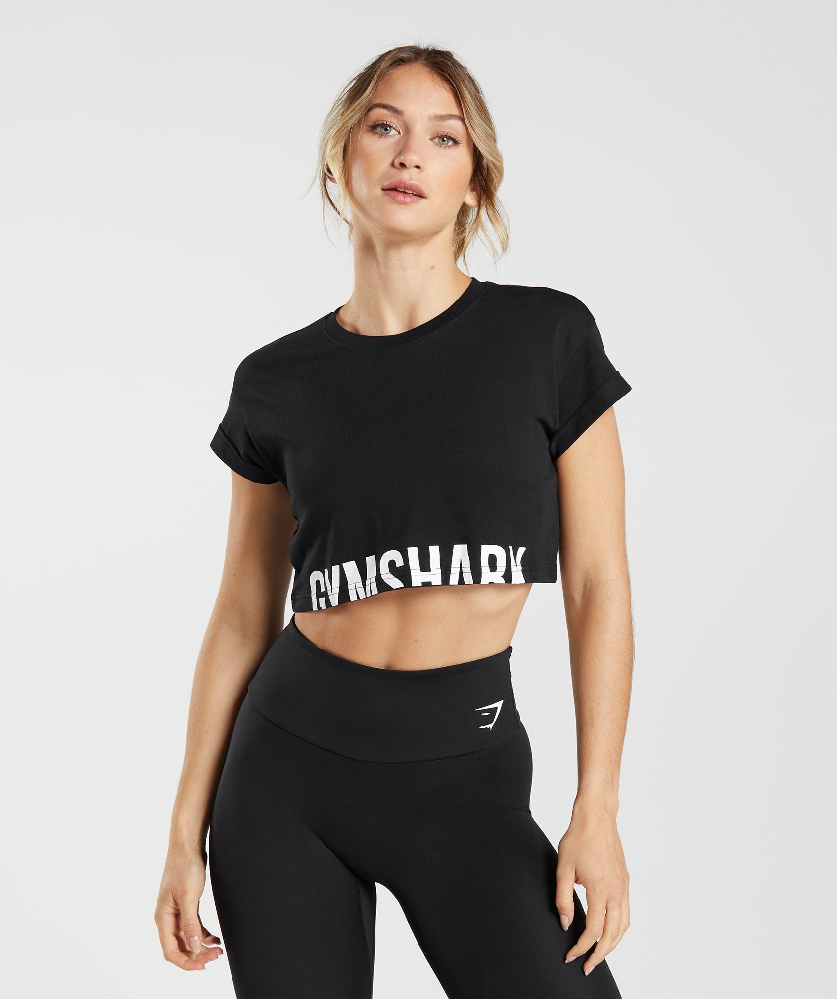 Fraction Crop Top in Black - view 1