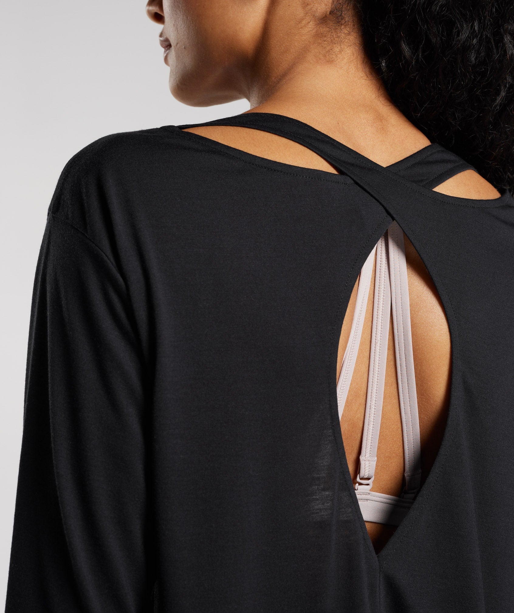 Super Soft Cut-Out Long Sleeve Top in Black - view 2