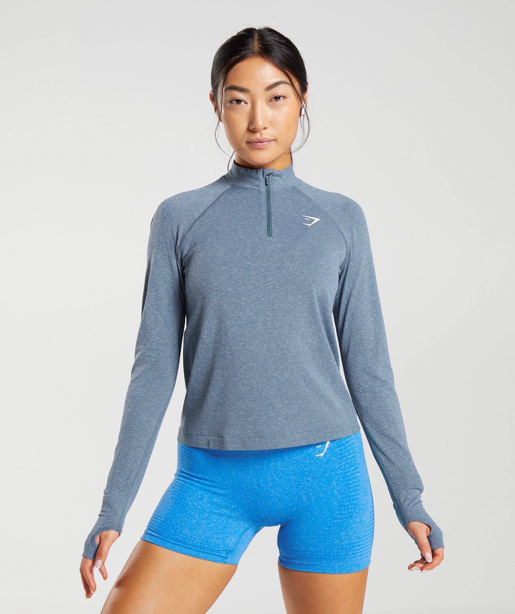 Vital Seamless 2.0 1/4 Track Top in Evening Blue Marl - view 1