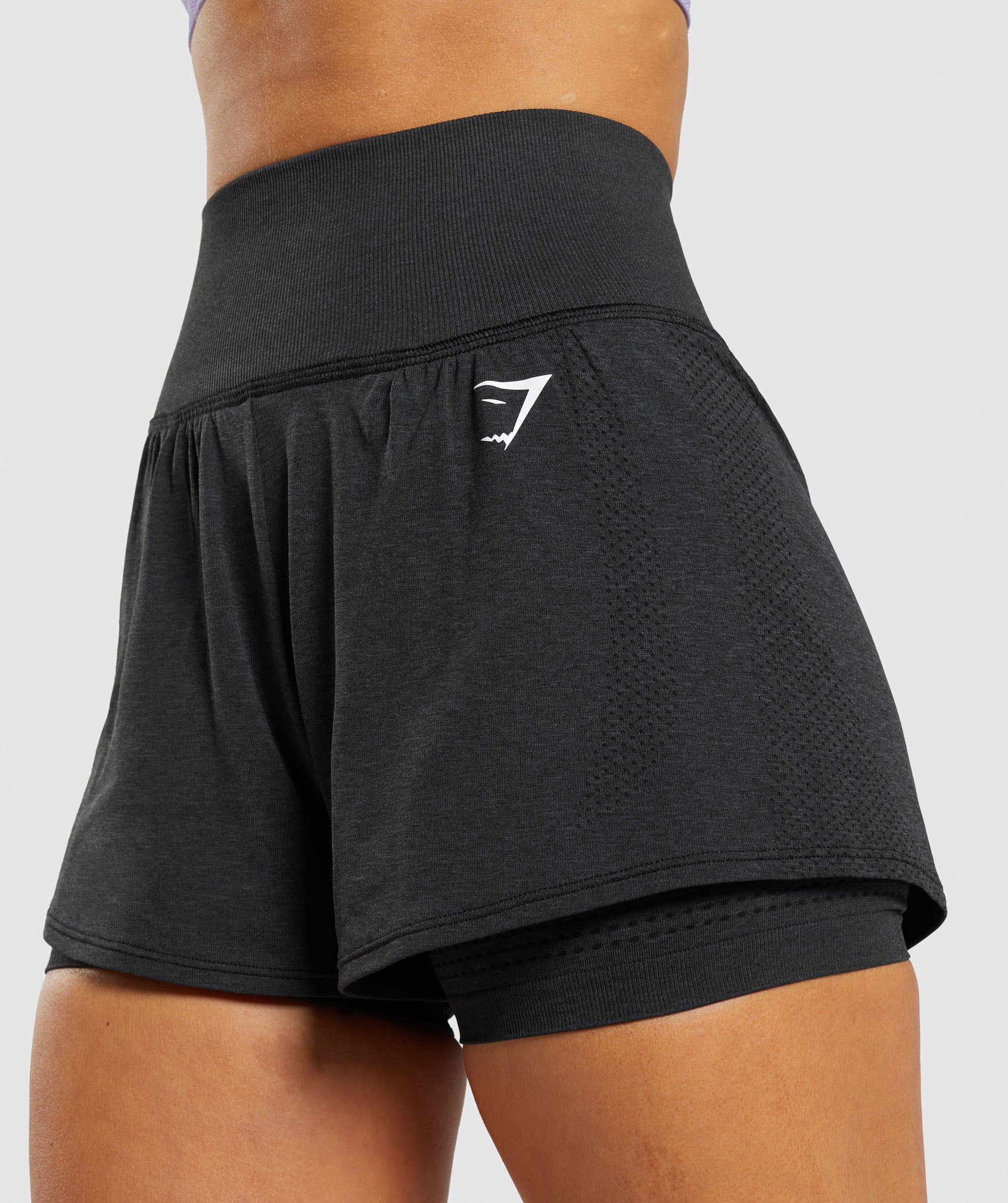 Vital Seamless 2.0 2-in-1 Shorts in Black Marl - view 5