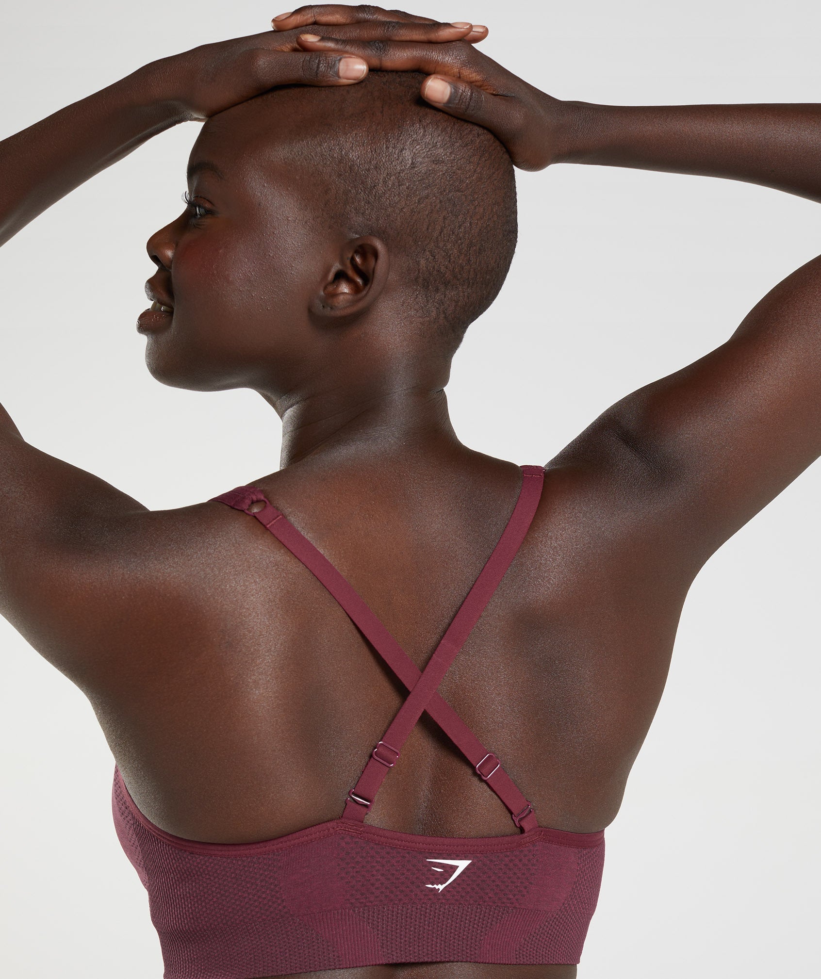 Vital Seamless 2.0 V Neck Sports Bra in Baked Maroon Marl - view 2