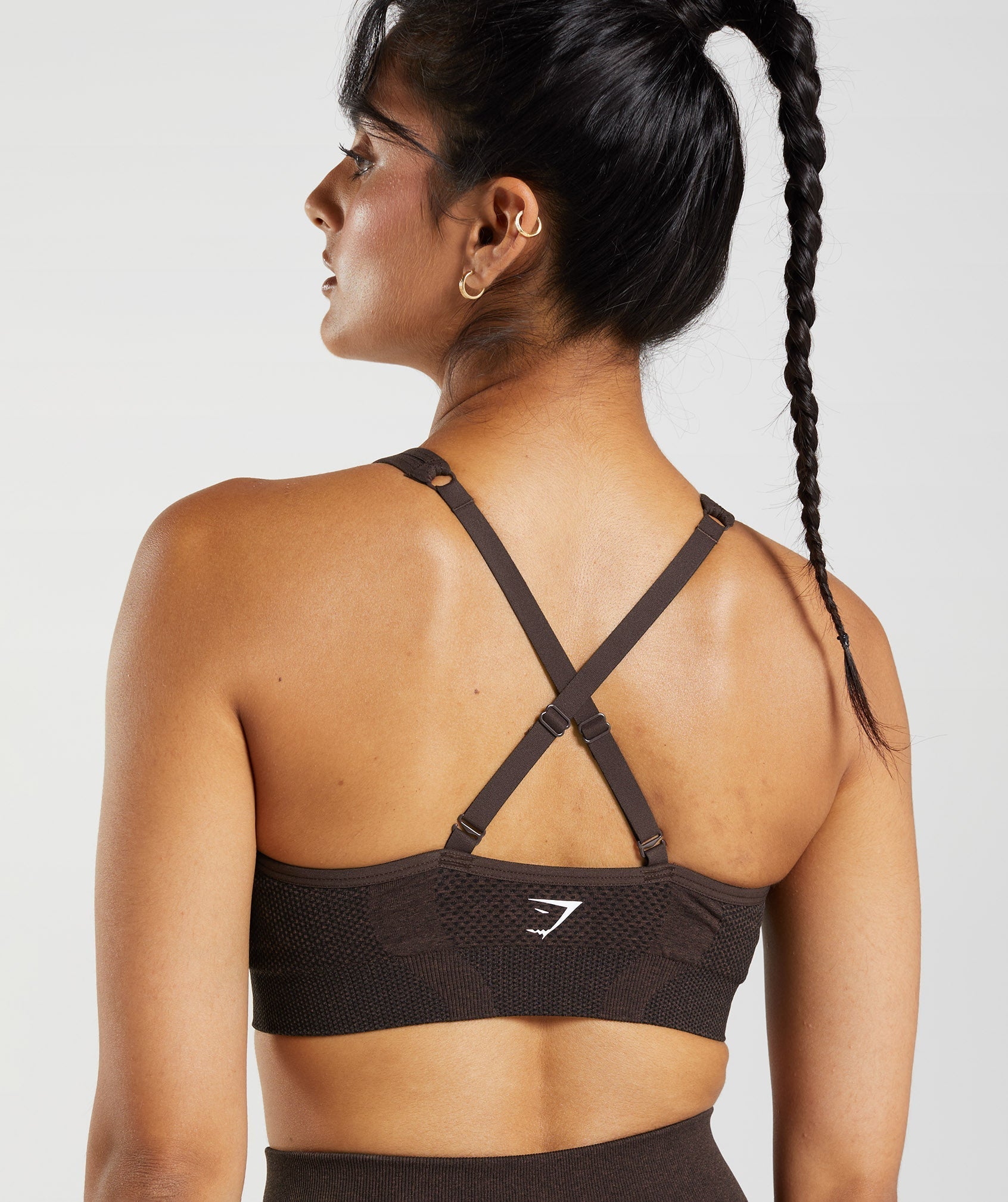 Vital Seamless 2.0 V Neck Sports Bra in Cherry Brown Marl - view 5