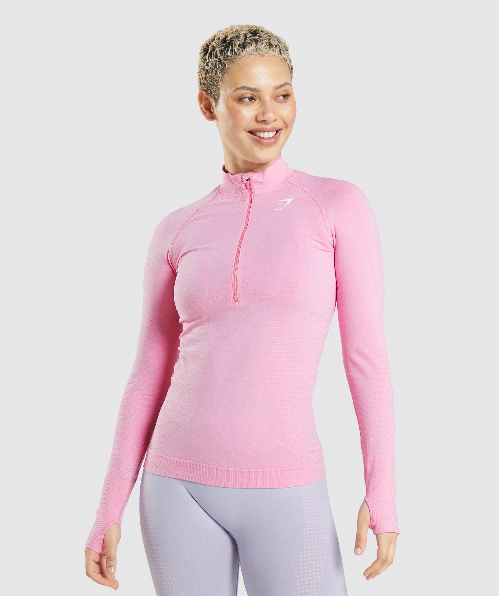 Vital Seamless 2.0 1/2 Zip Pullover in Sorbet Pink Marl - view 1