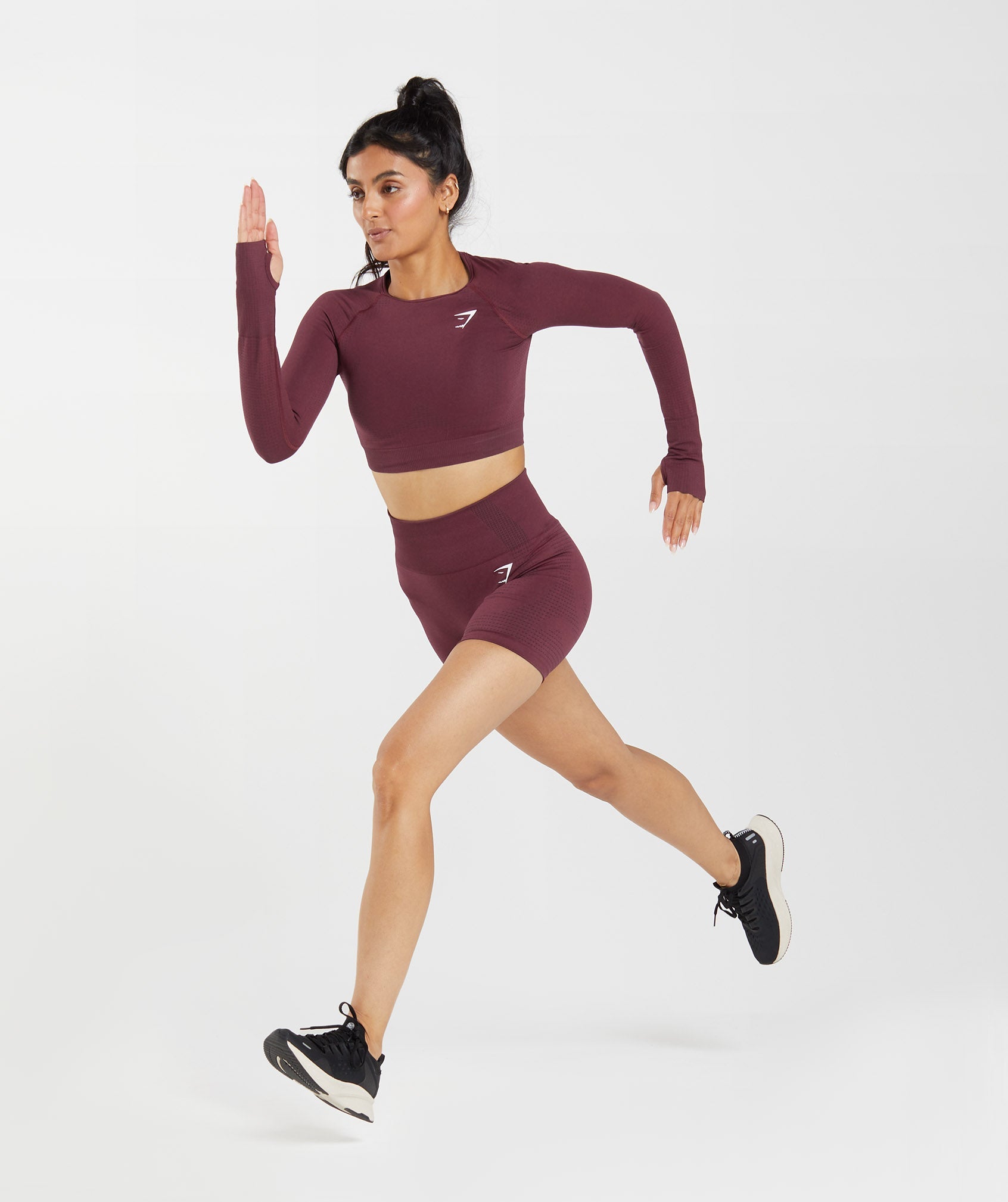 Vital Seamless 2.0 Crop Top in Baked Maroon Marl - view 4