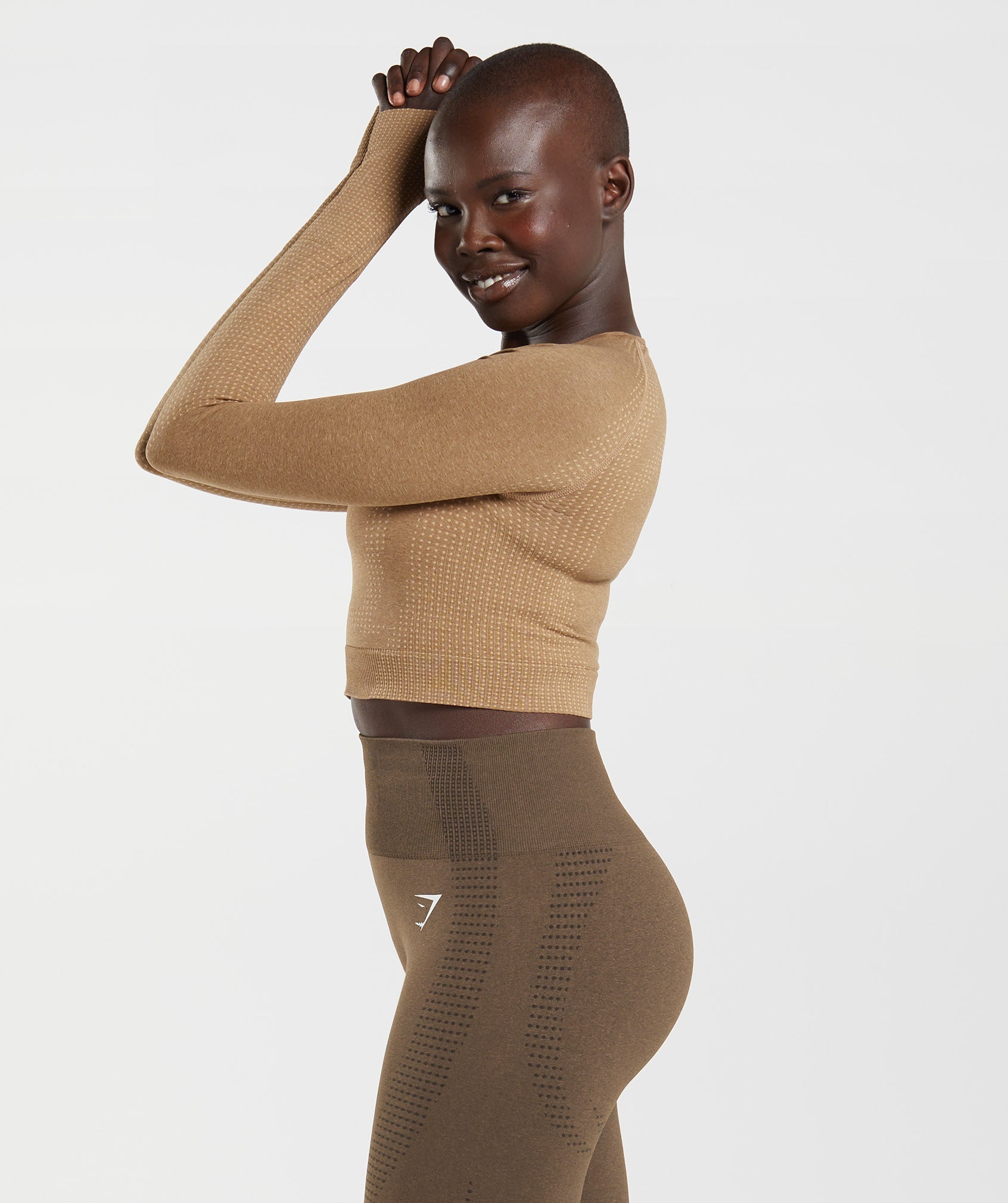 Vital Seamless 2.0 Crop Top in Fawn Marl - view 4