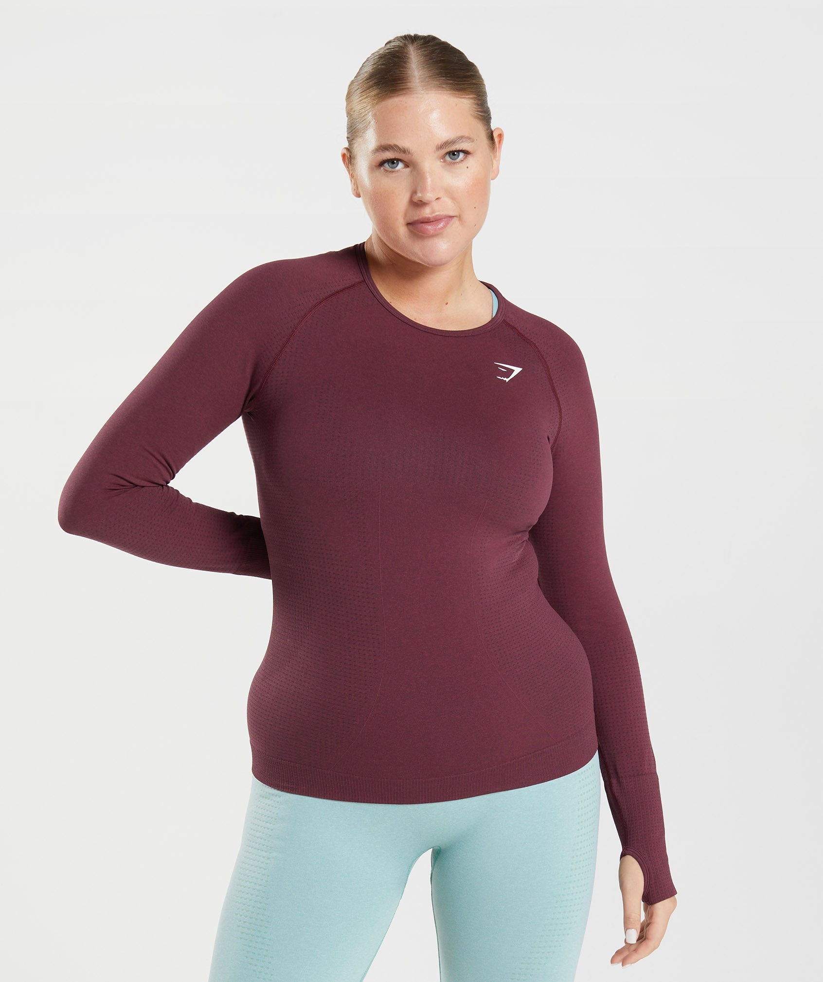 Vital Seamless 2.0 Long Sleeve Top in Baked Maroon Marl - view 1