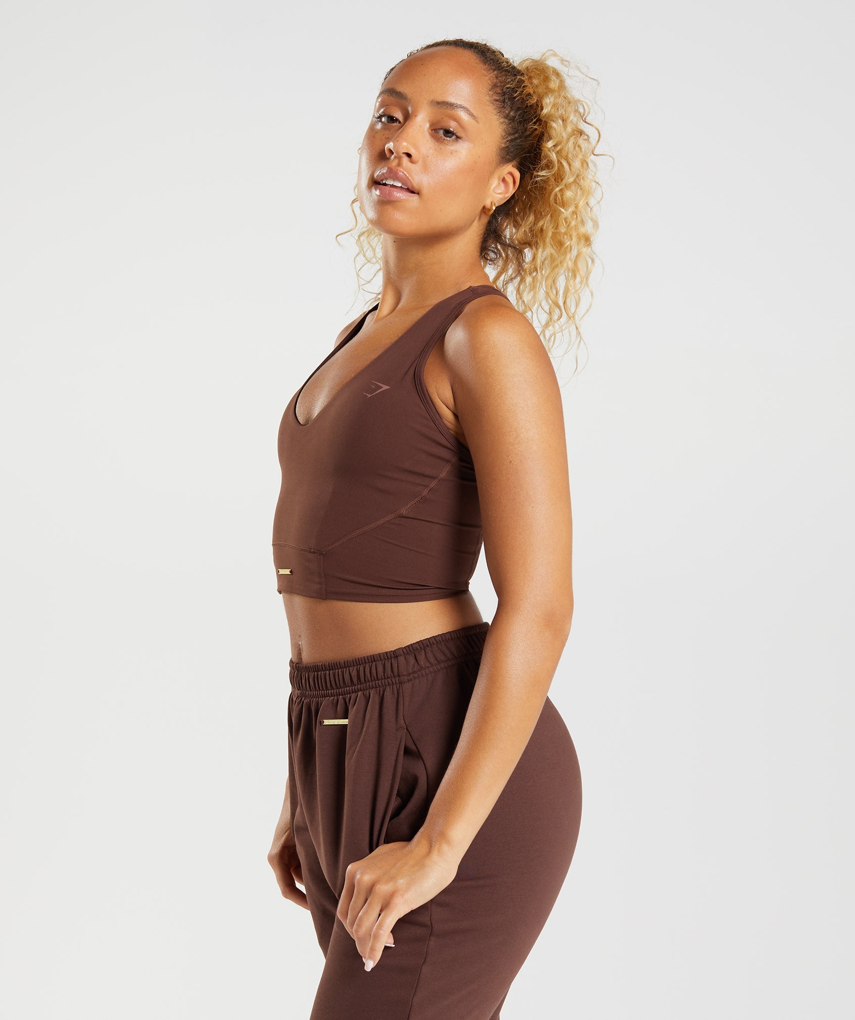 Whitney Crop Tank in Rekindle Brown - view 3