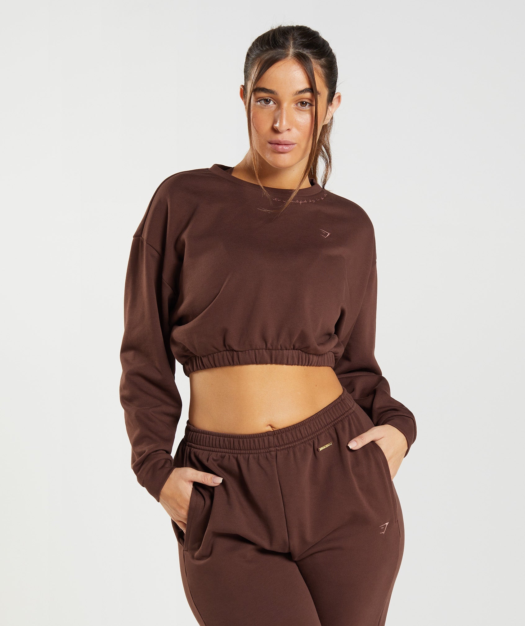 Whitney Cropped Pullover in Rekindle Brown