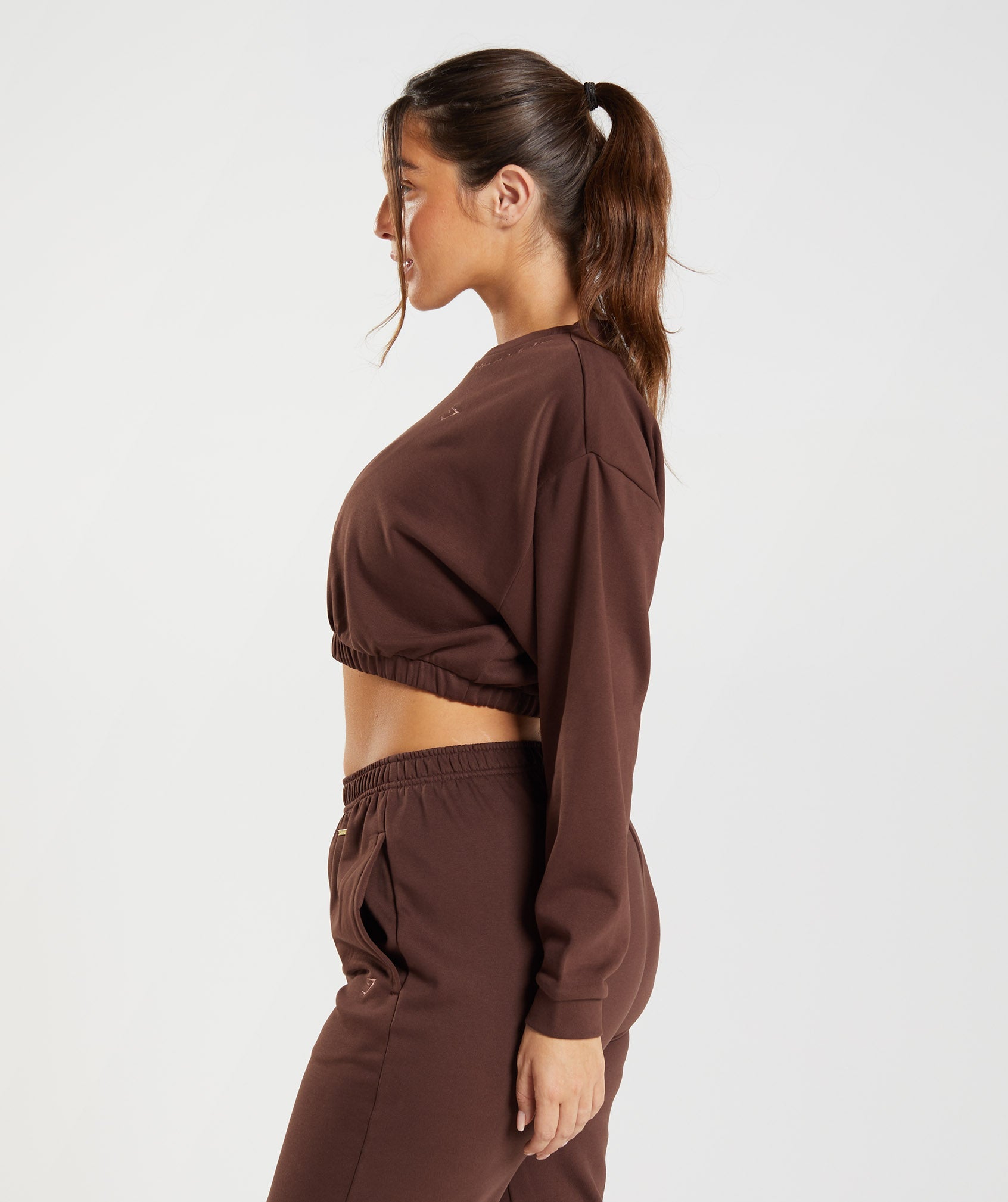 Whitney Cropped Pullover in Rekindle Brown