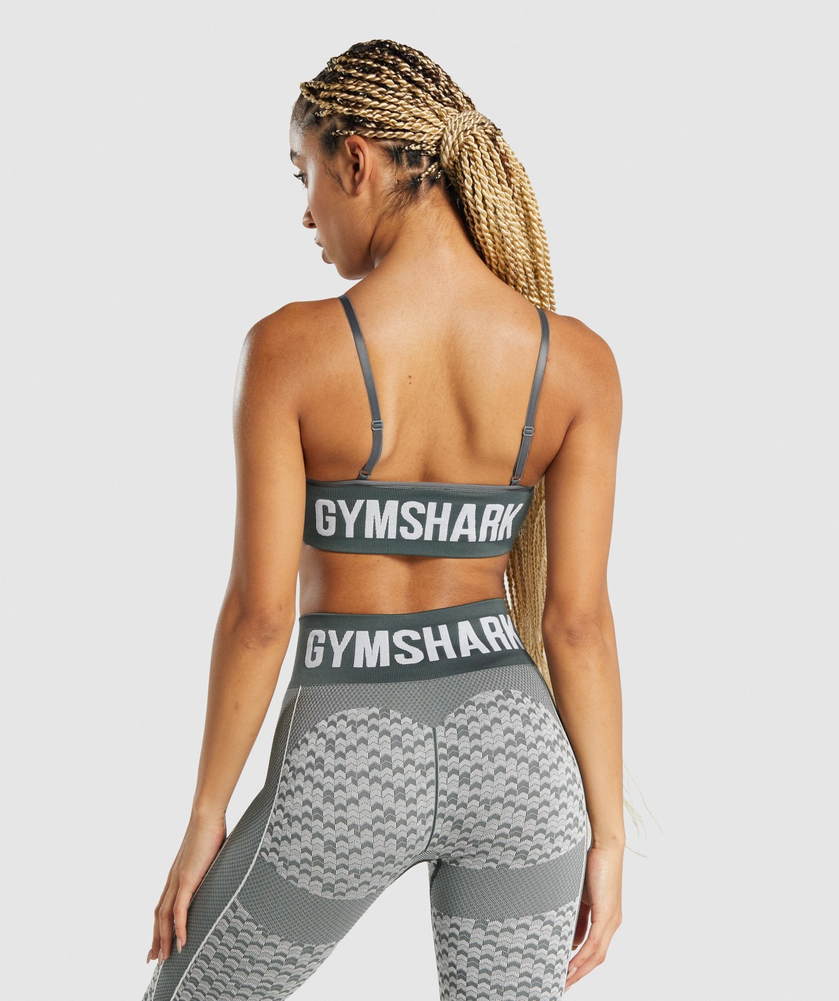 Gymshark WTFlex Seamless Strappy Sports Bra - Chevron, Blue