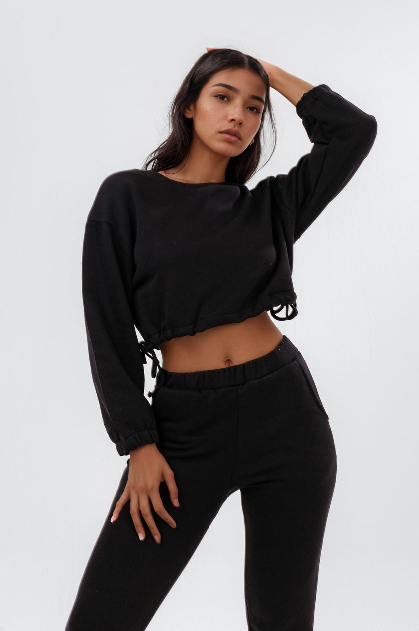 hype black tie women’s cropped sweatshirt