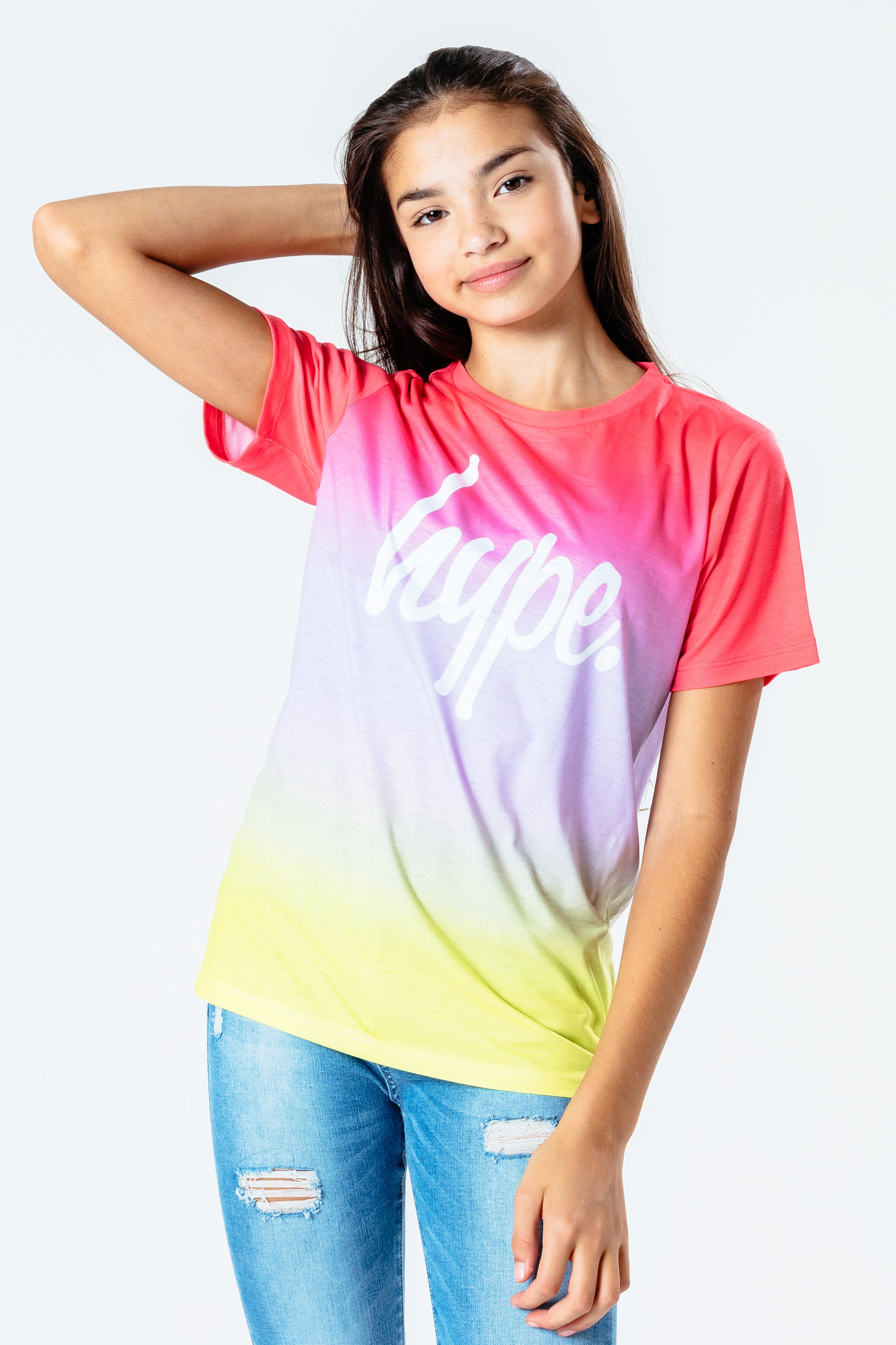 hype pink & yellow fade girls t-shirt