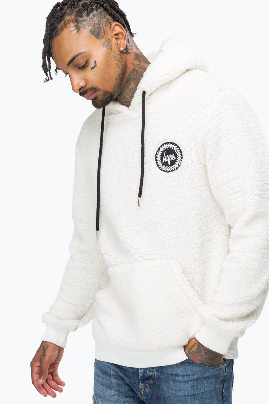 mens white sherpa hoodie