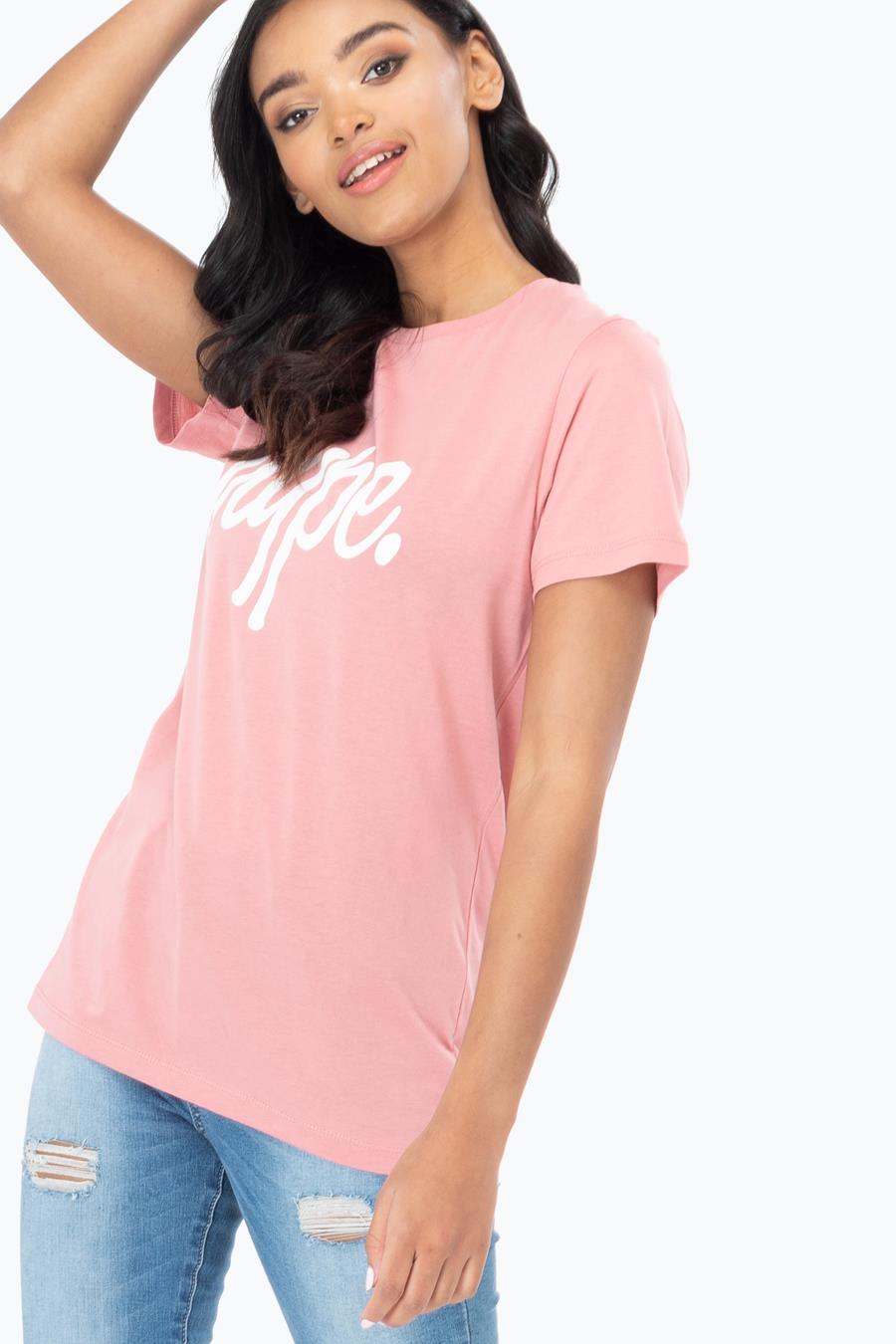 hype pink script womens t-shirt
