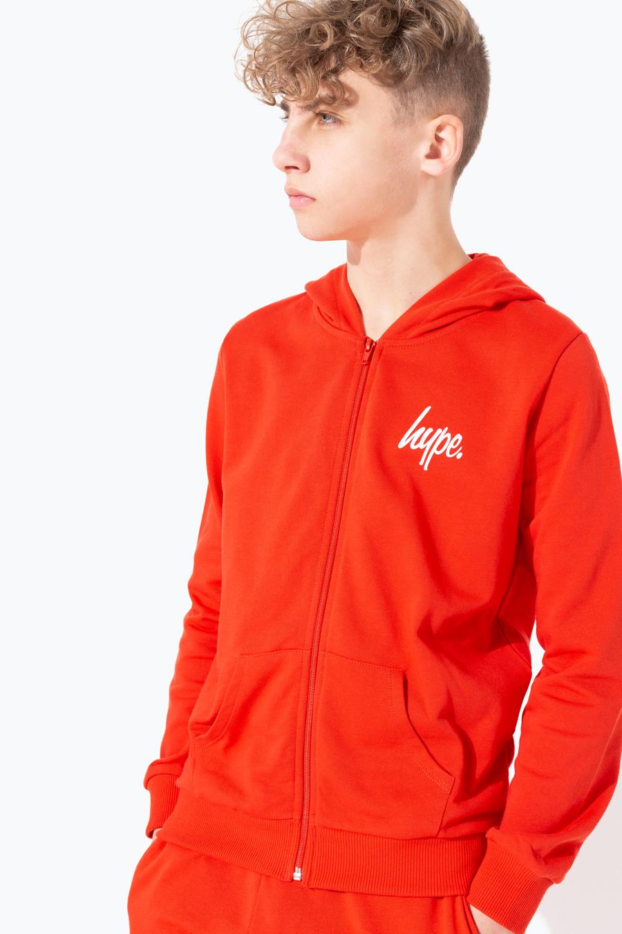 boys red zip hoodie