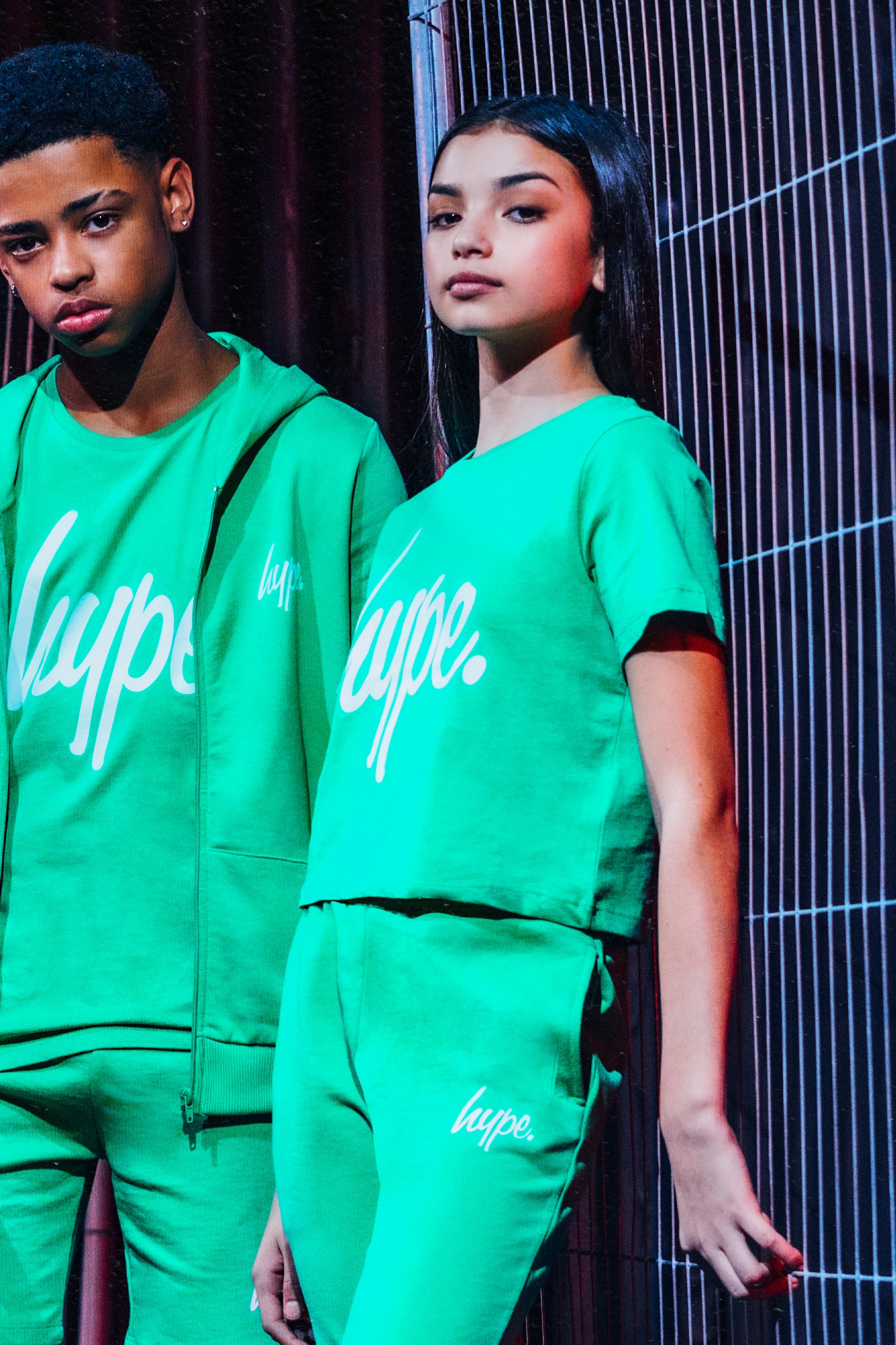 hype green white script girls crop t-shirt