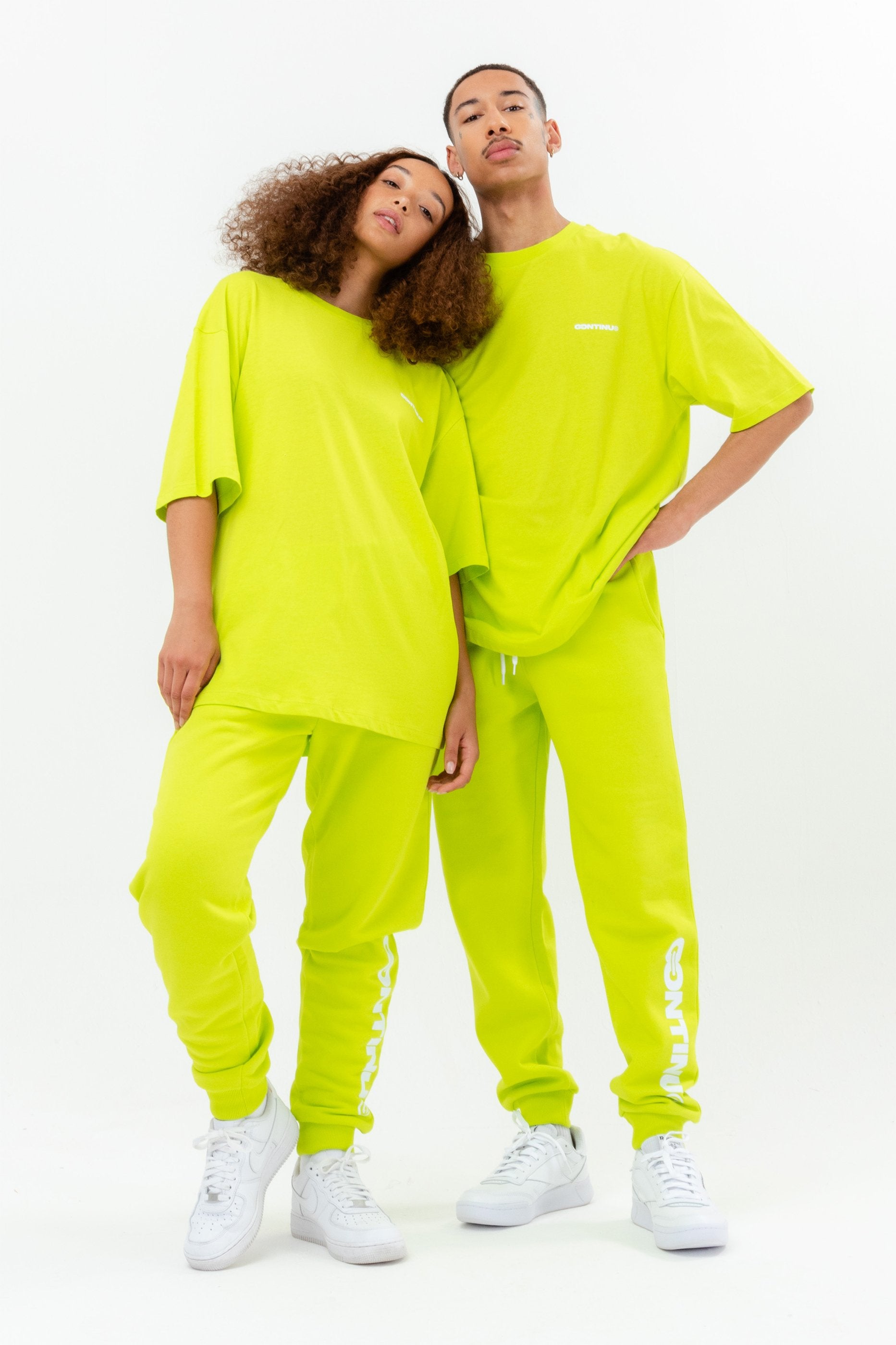 continu8 neon green joggers