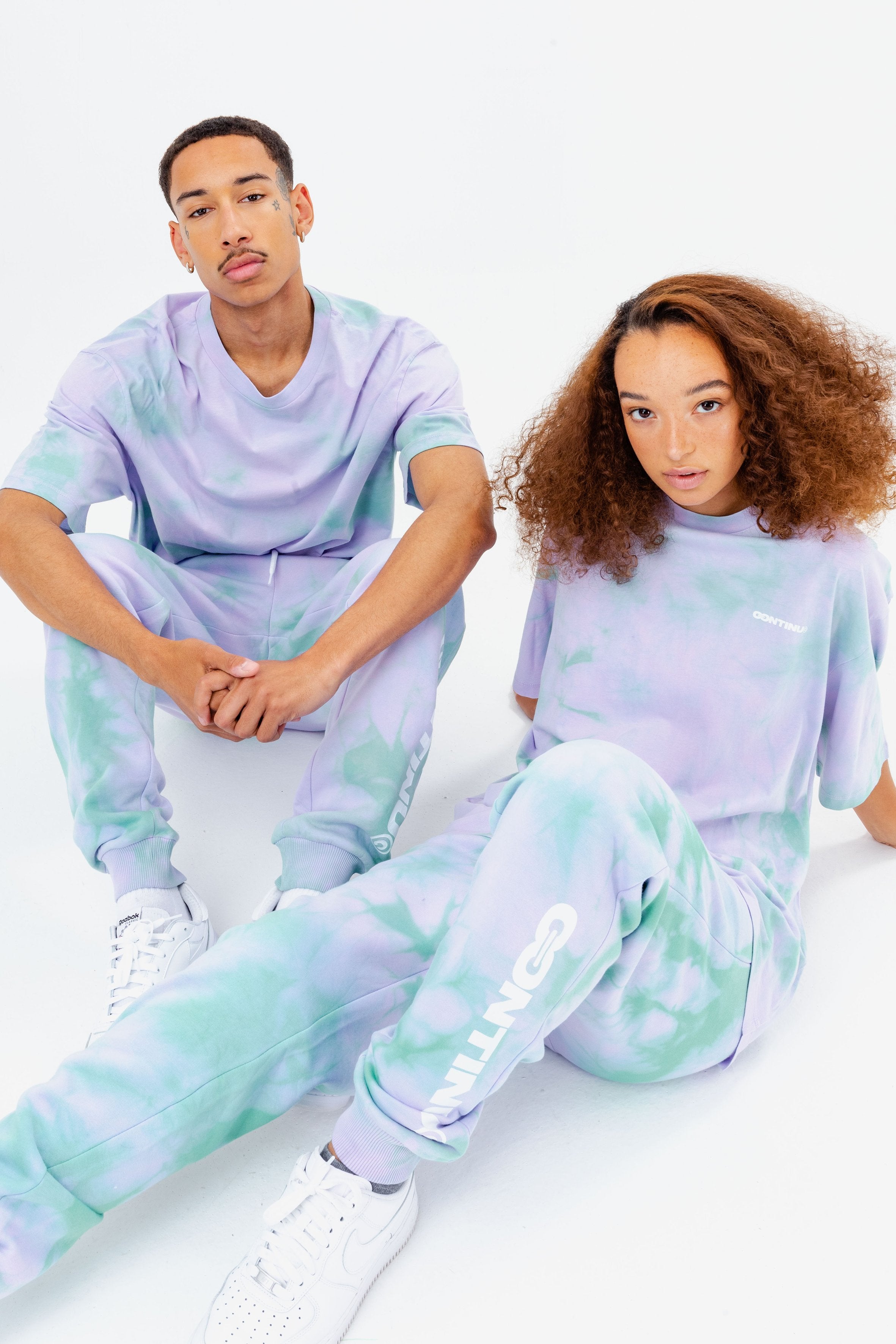 continu8 purple tie dye joggers