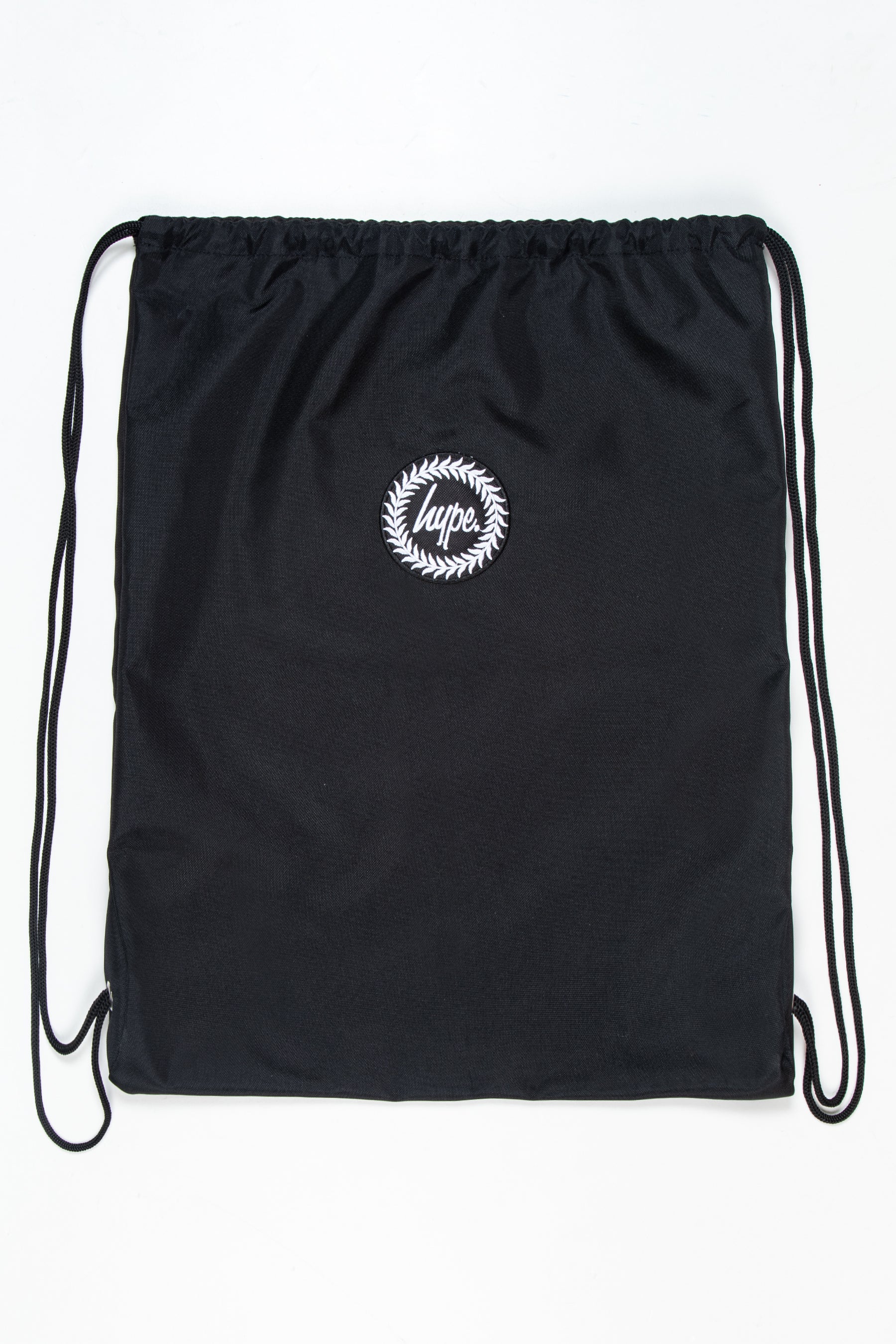 hype black crest drawstring bag