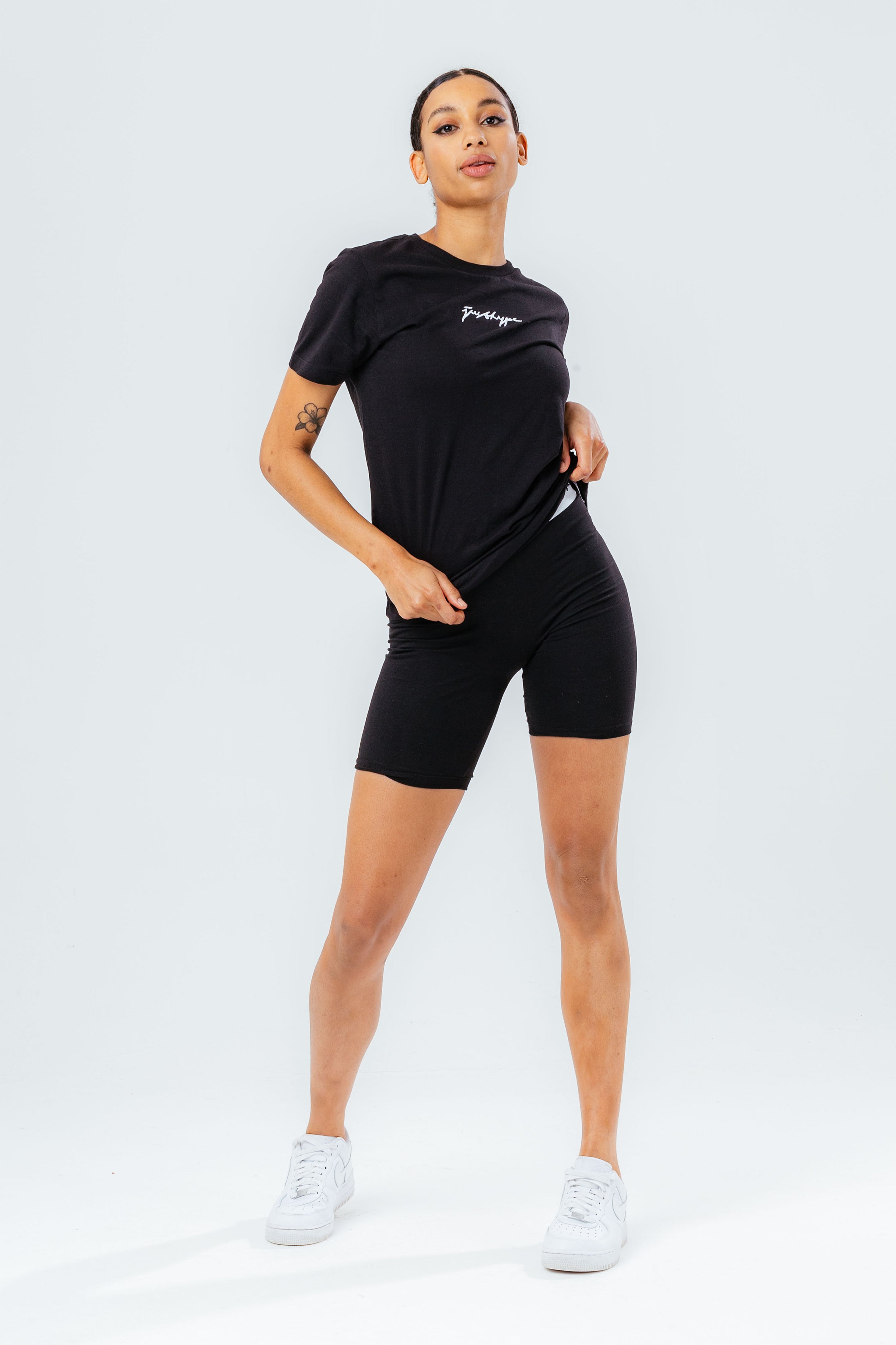 hype black scribble women’s t-shirt & shorts set