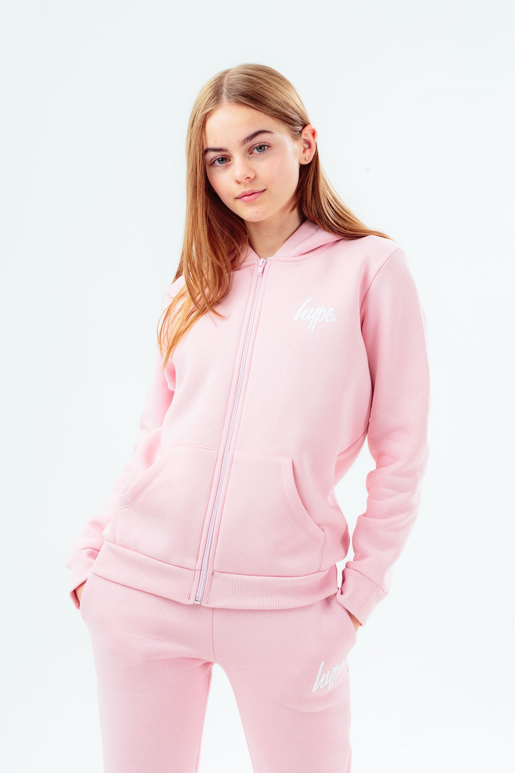 hype girls pink script zip girls hoodie