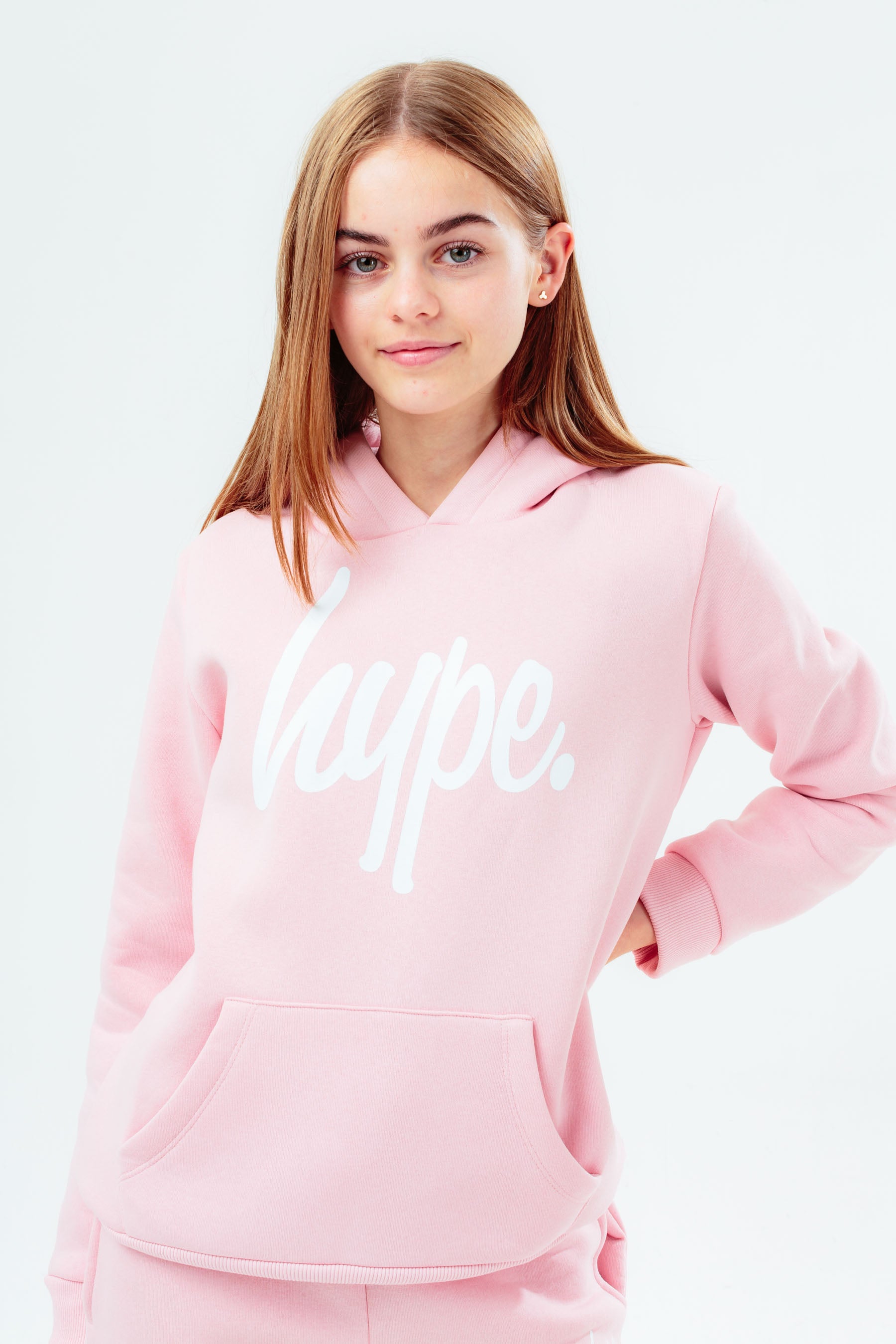 hype girls pink script hoodie