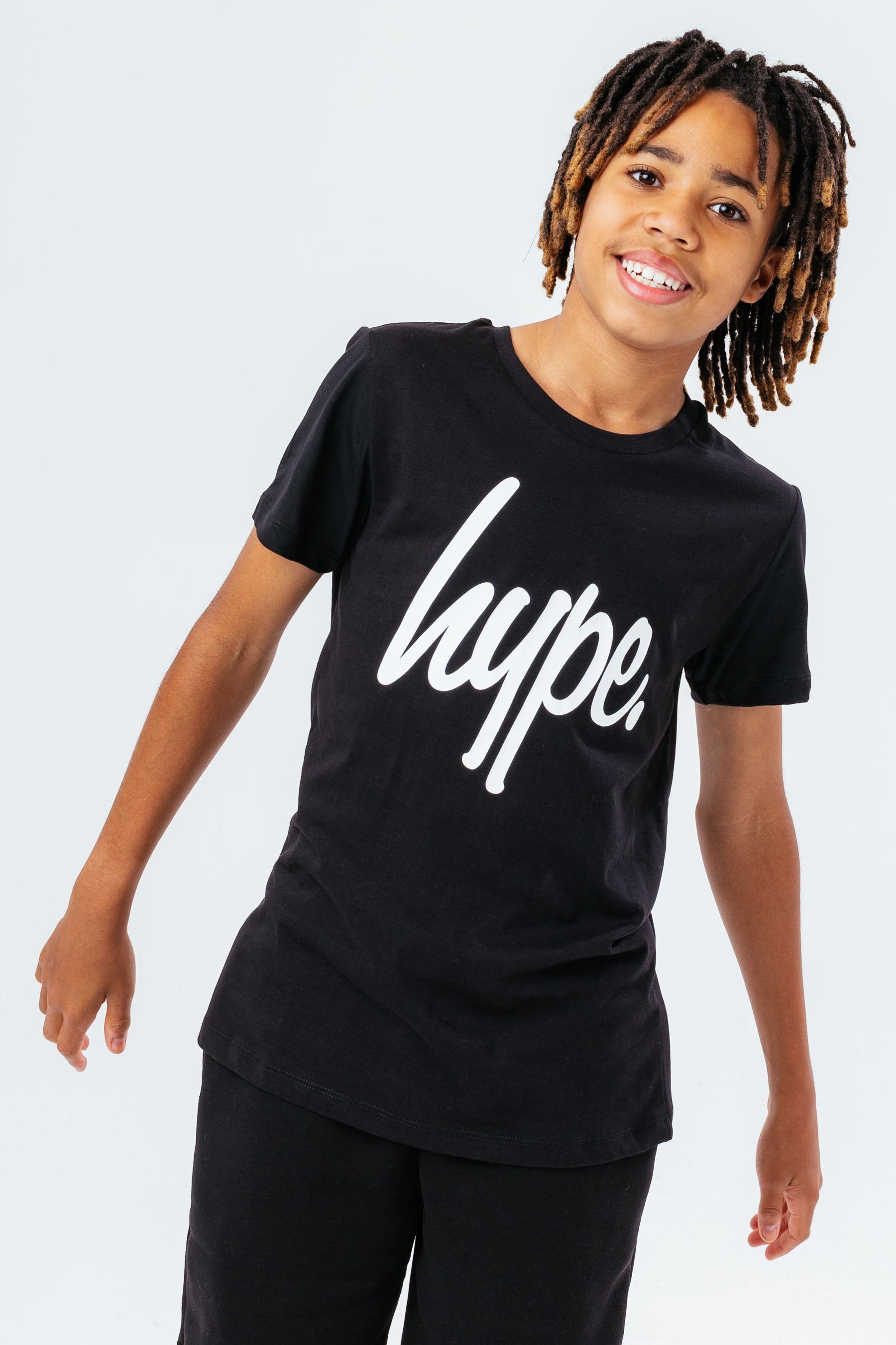 hype unisex kids black script t-shirt