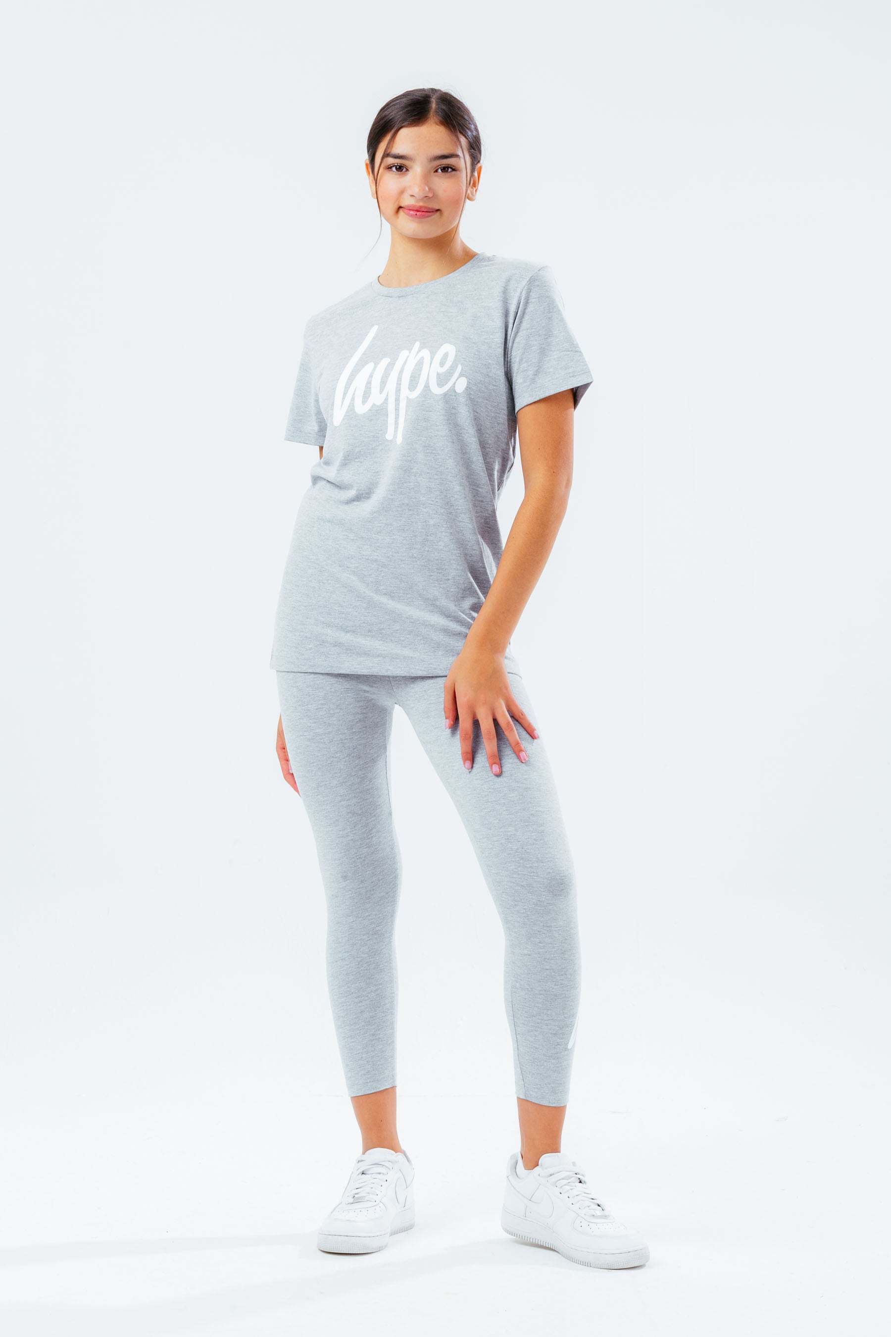 hype girls grey script t-shirt & leggings set