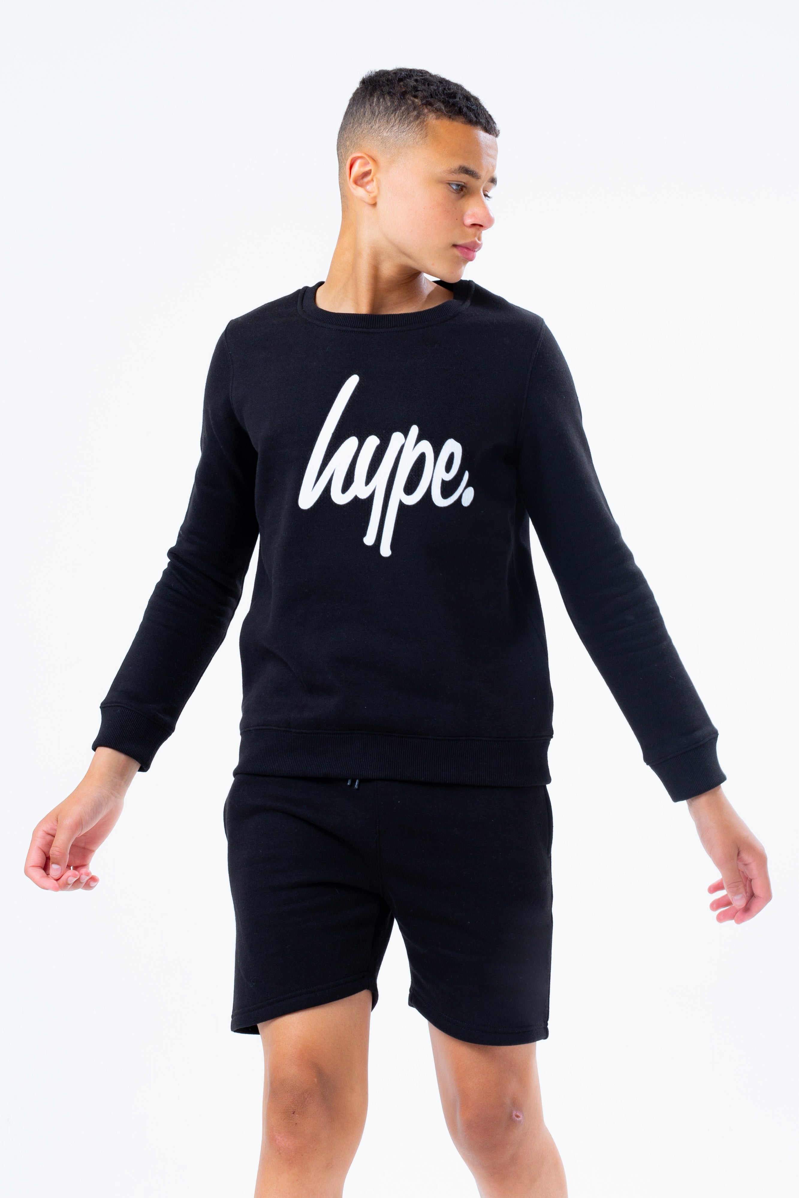 hype unisex kids black script crew neck