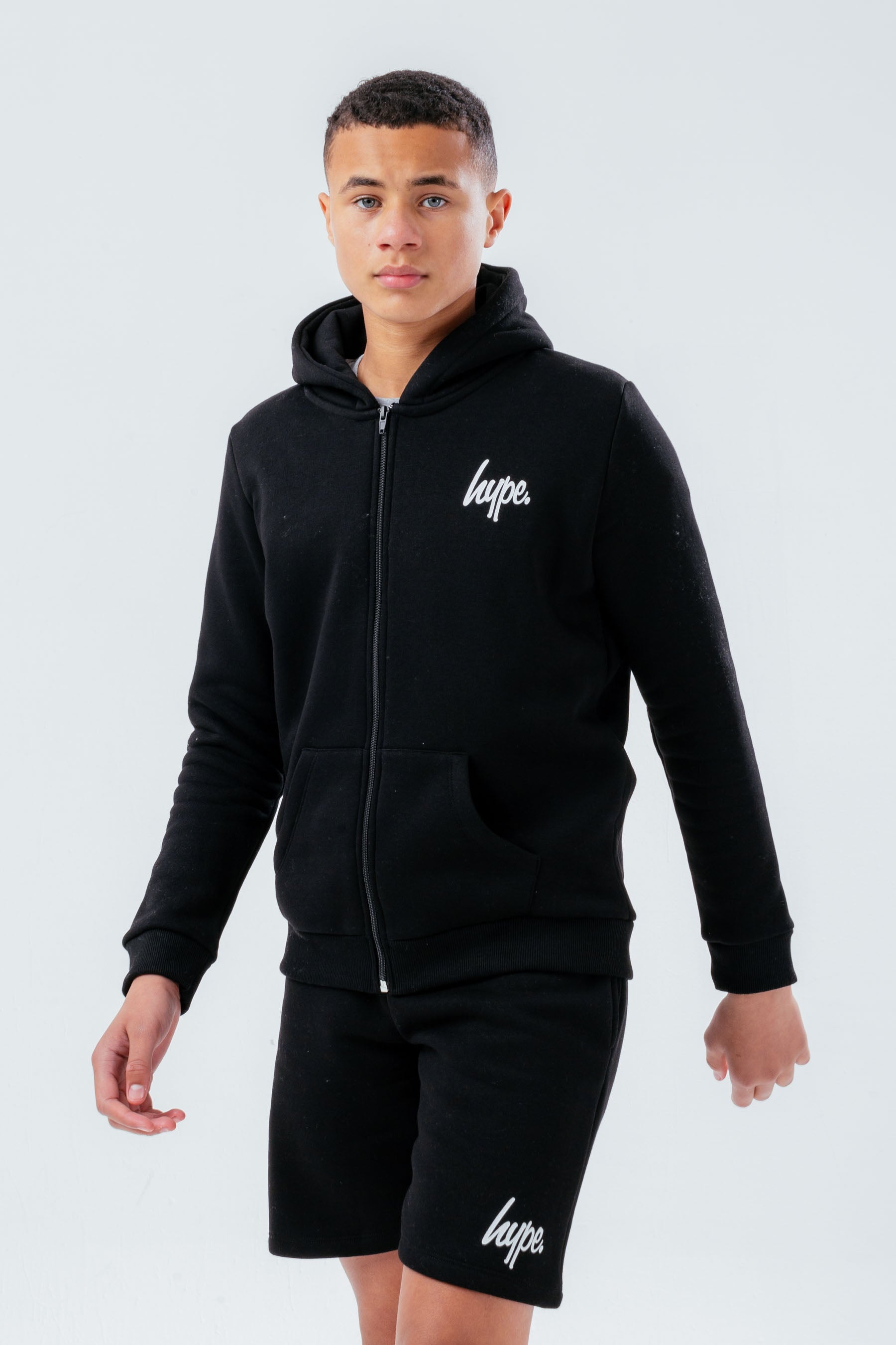 hype unisex kids black script zip hoodie