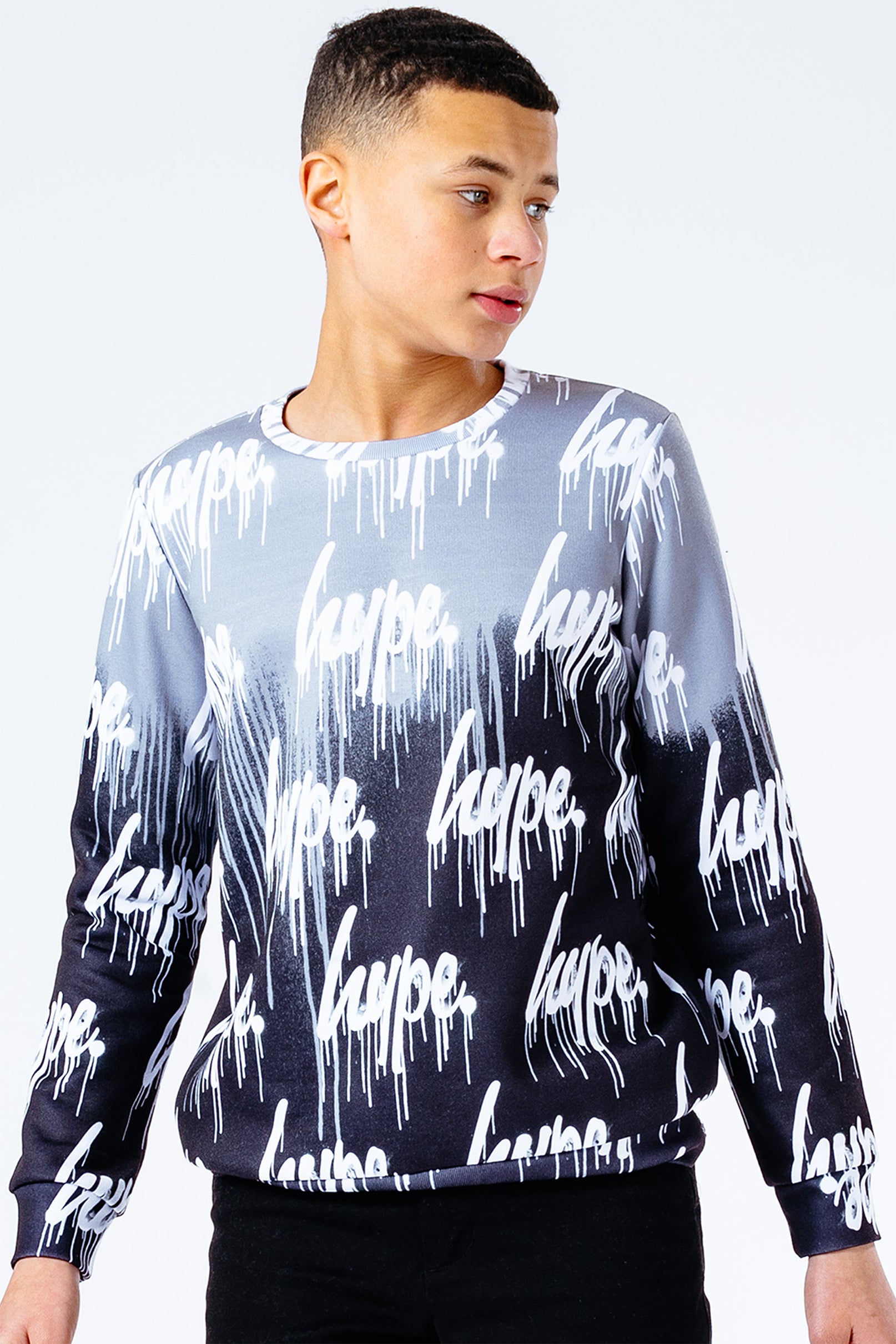 hype mono drips repeat logo boys crewneck