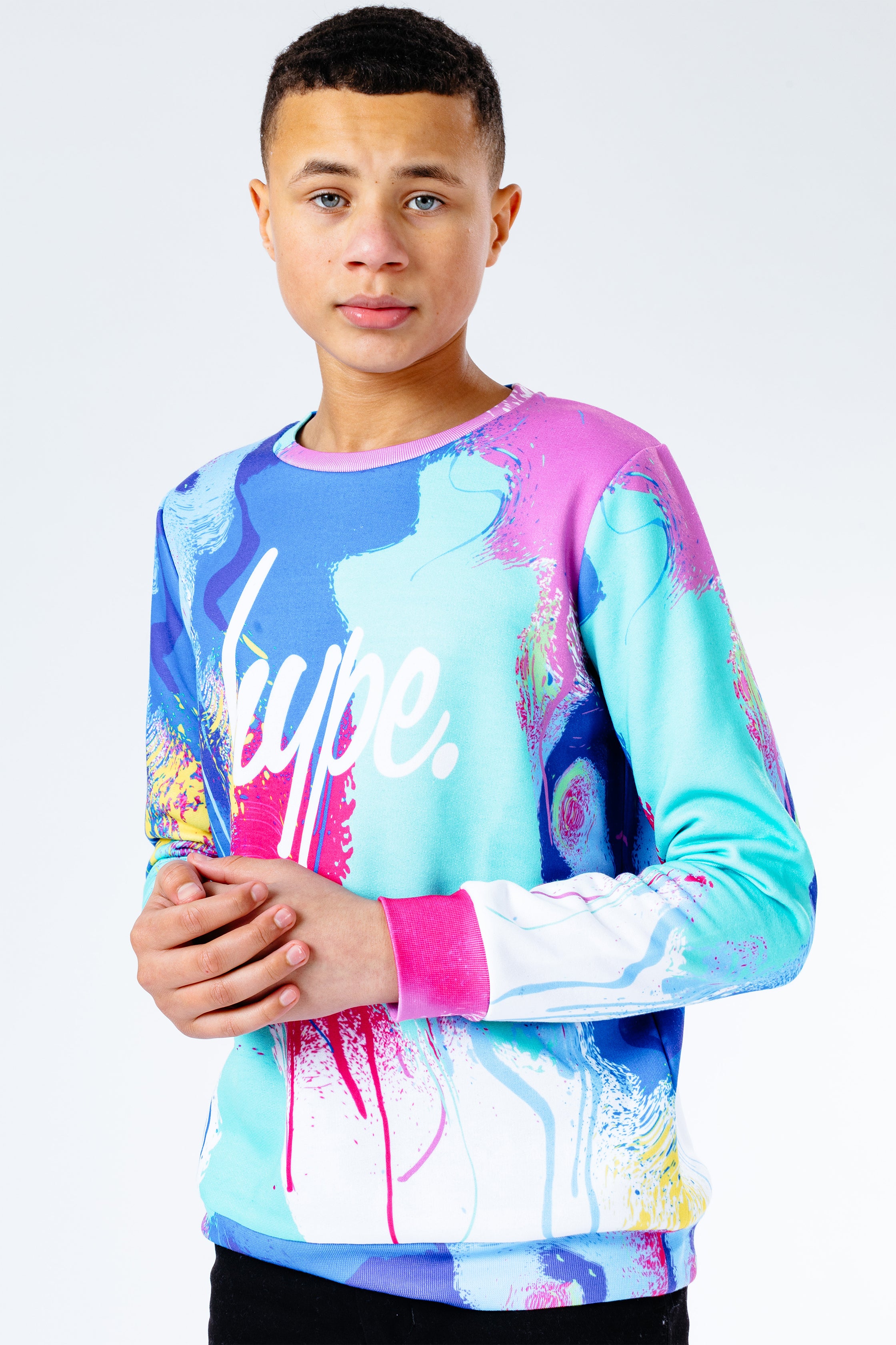 hype neon graffiti drips boys crewneck