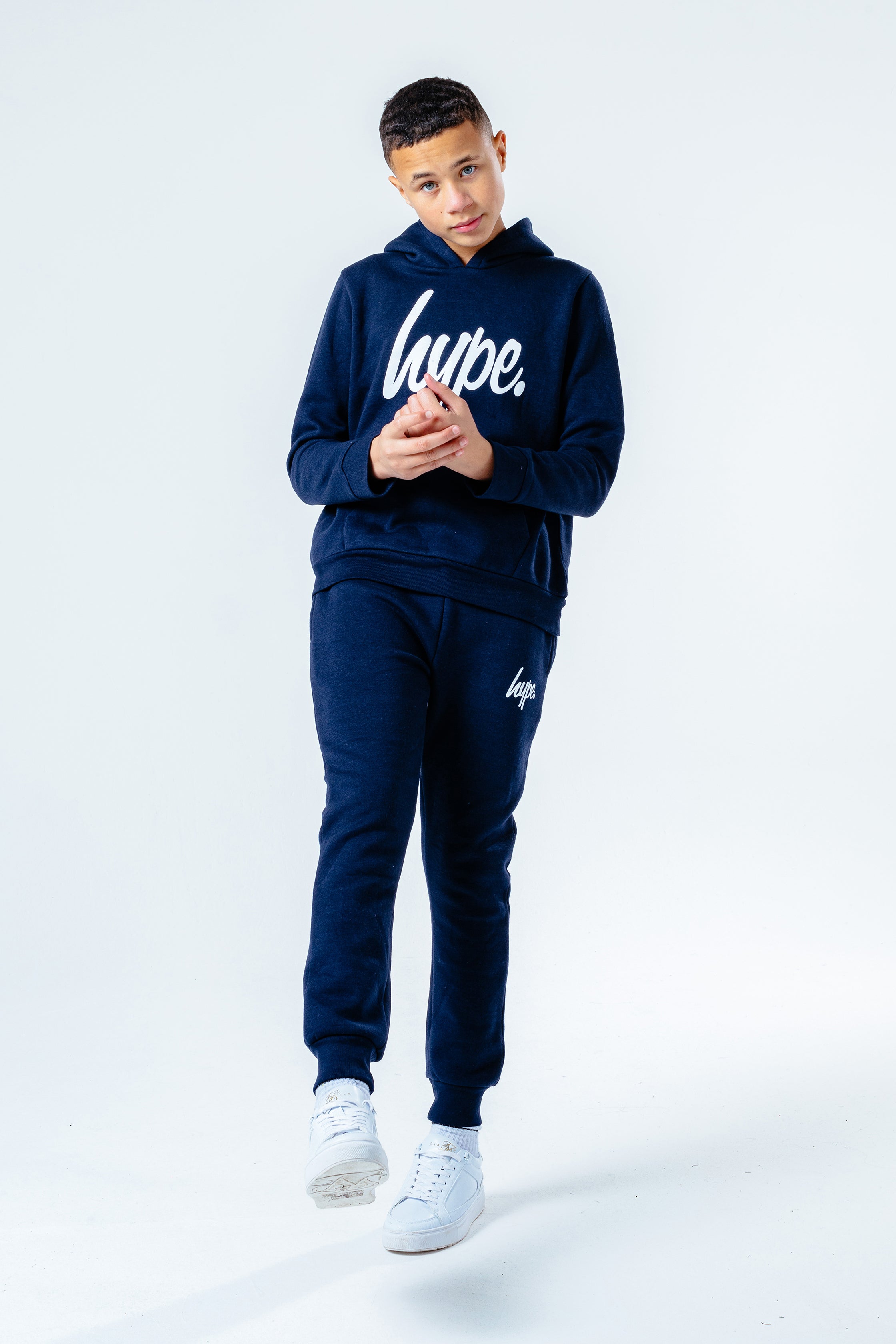 hype navy script kids tracksuit