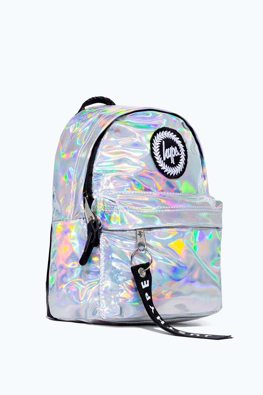 hype silver holographic backpack