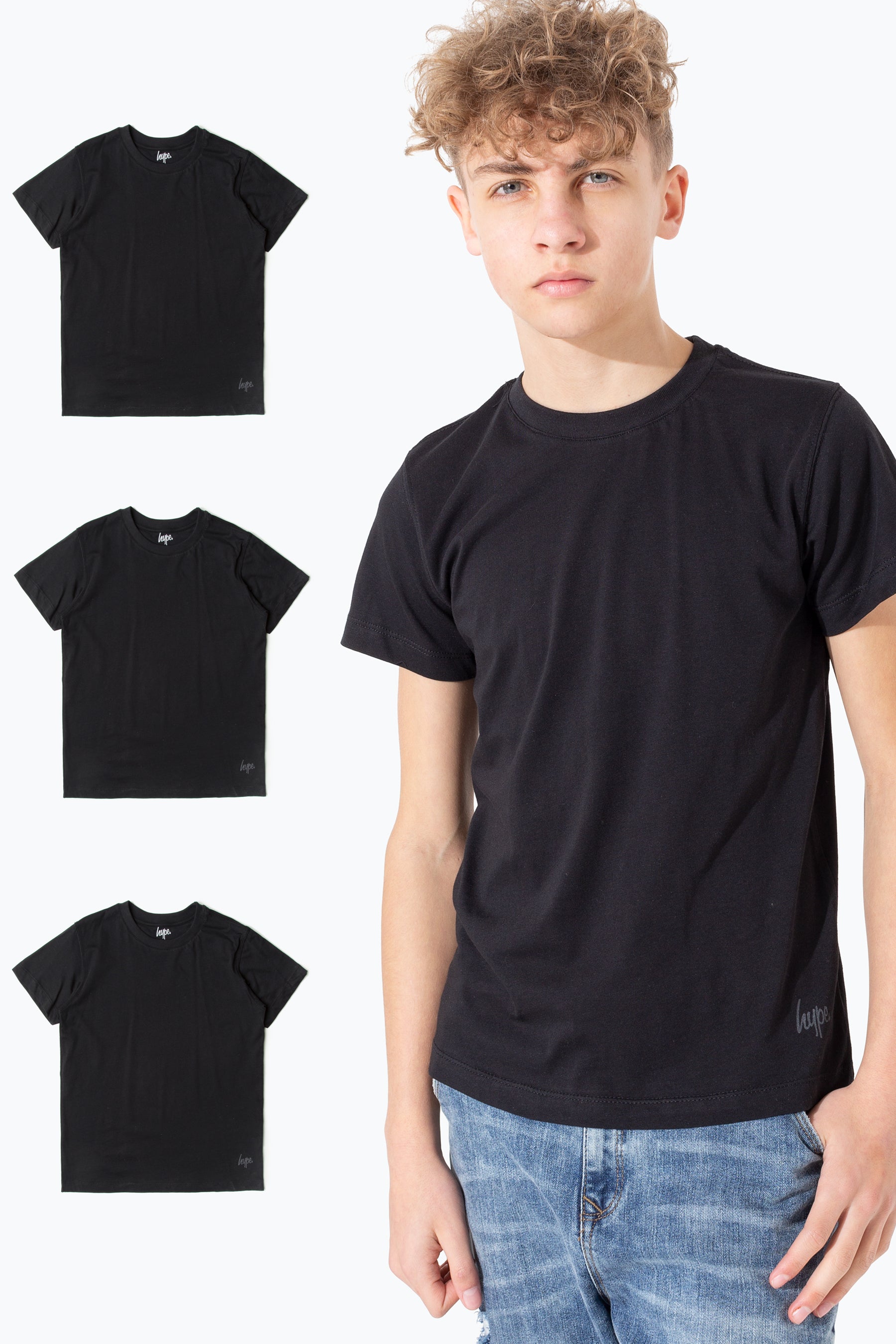 hype three pack black boys t-shirt