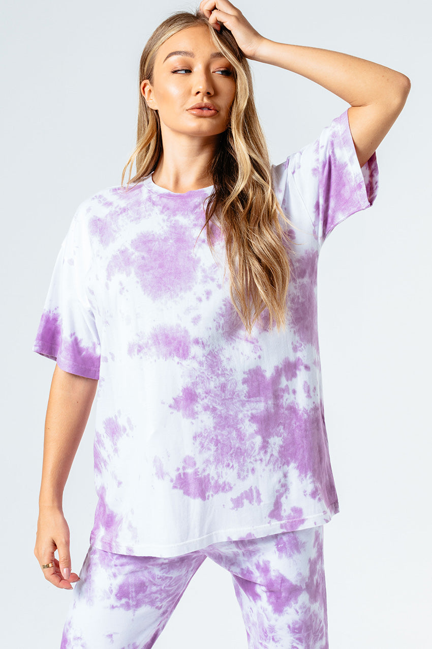 HYPE PINK TIE DYE WOMEN'S OVERSIZED T-SHIRT