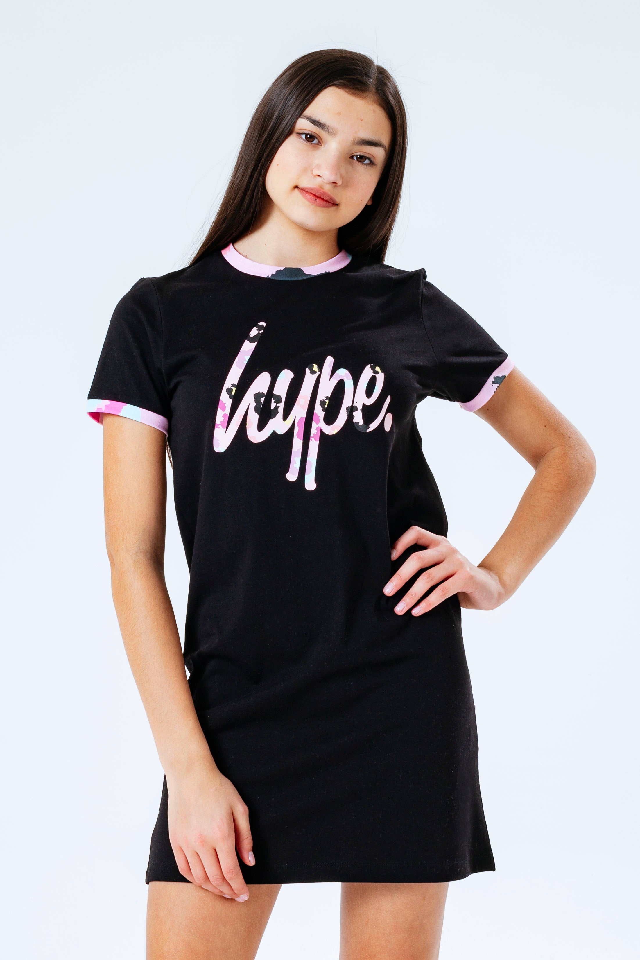 hype black animal scribble girls t-shirt dress