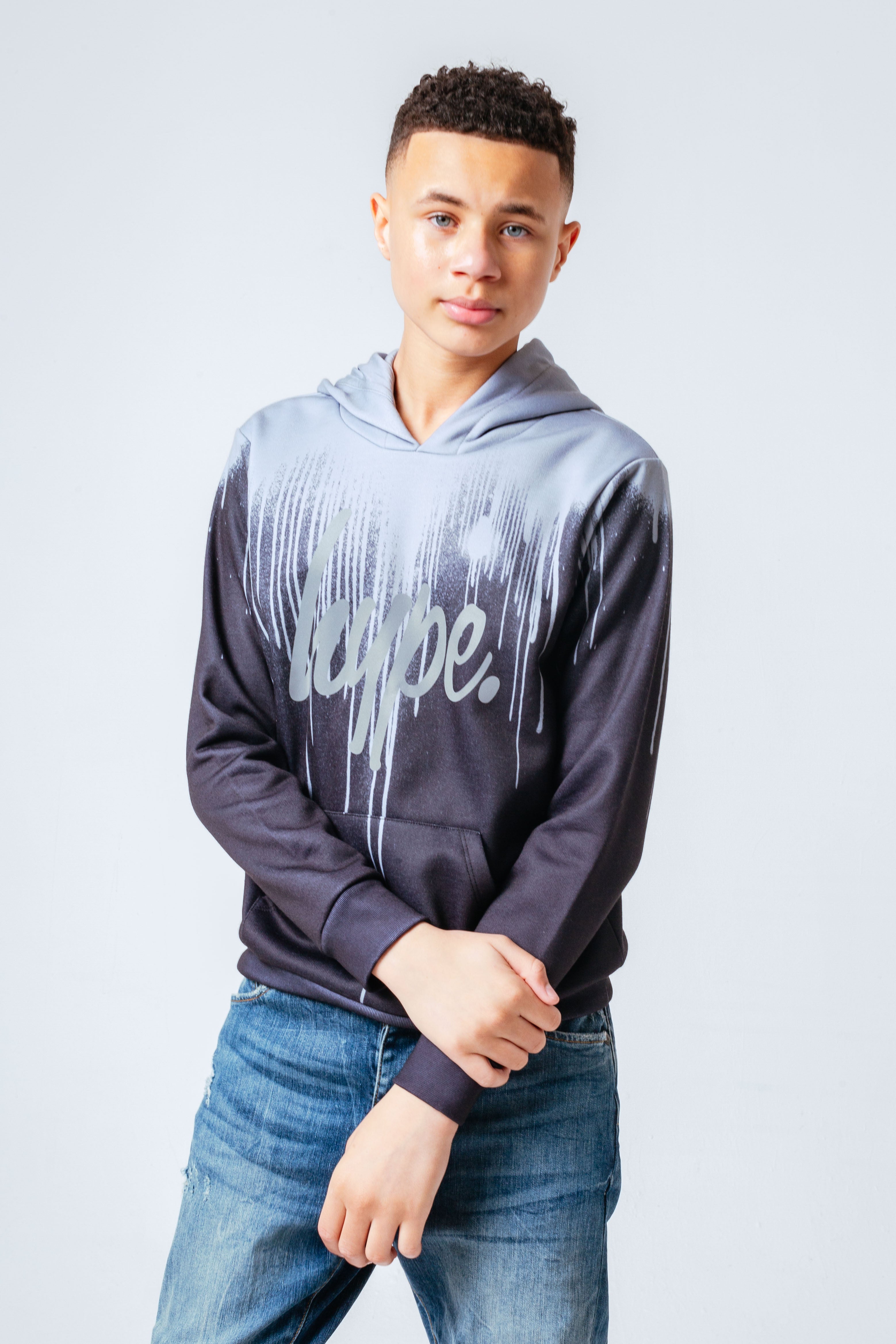 hype grey drips boys pullover hoodie
