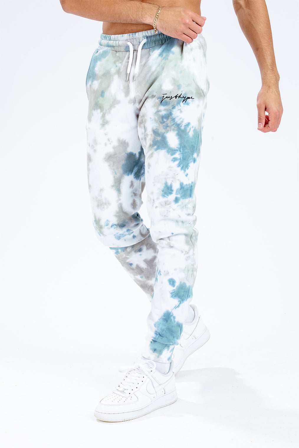 HYPE KHAKI TIE DYE SCRIBBLE LOGO MEN'S JOGGERS