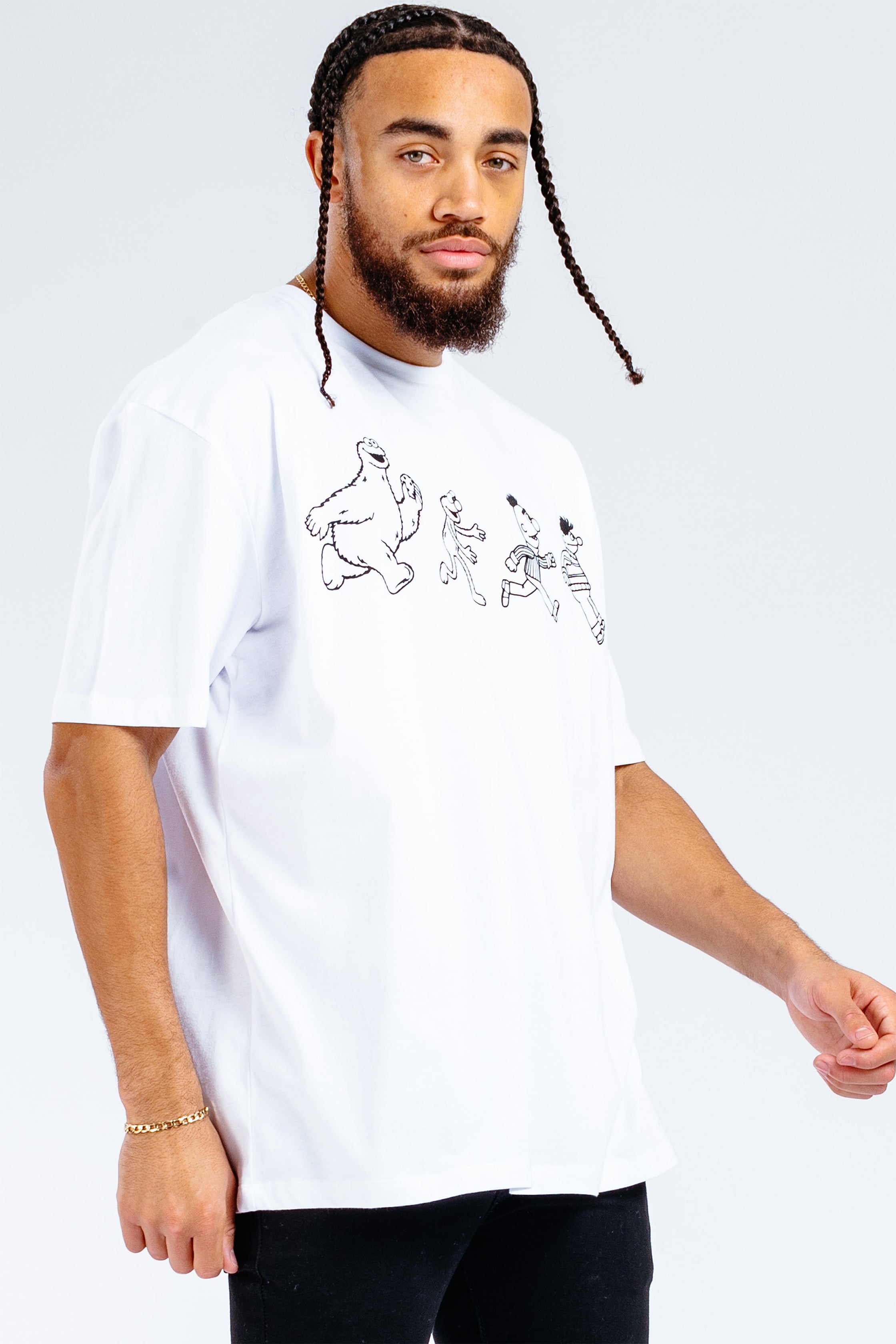 HYPE X SESAME STREET MONO CHARACTER OUTLINE ADULT T-SHIRT