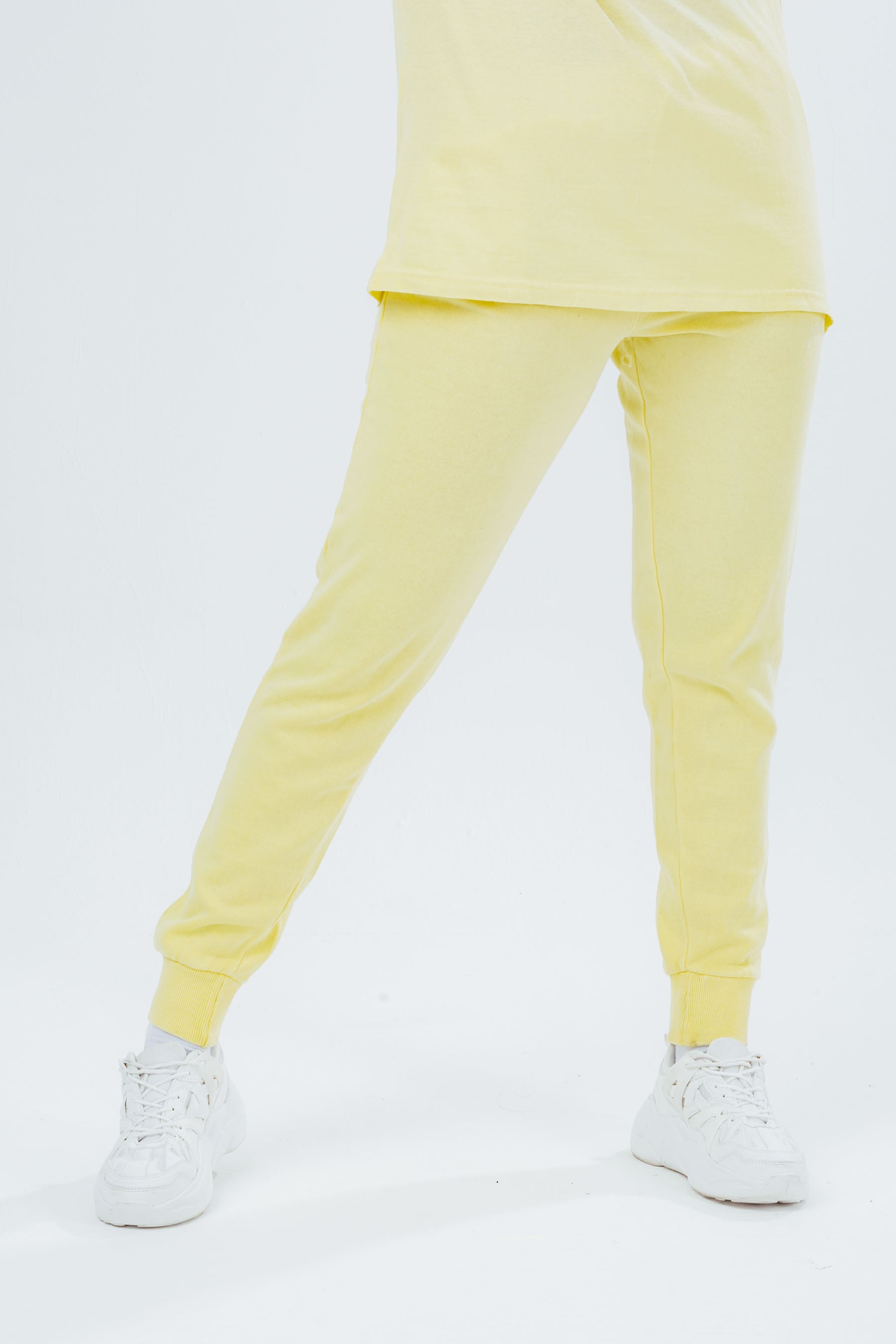 hype washed yellow scribble logo women’s joggers