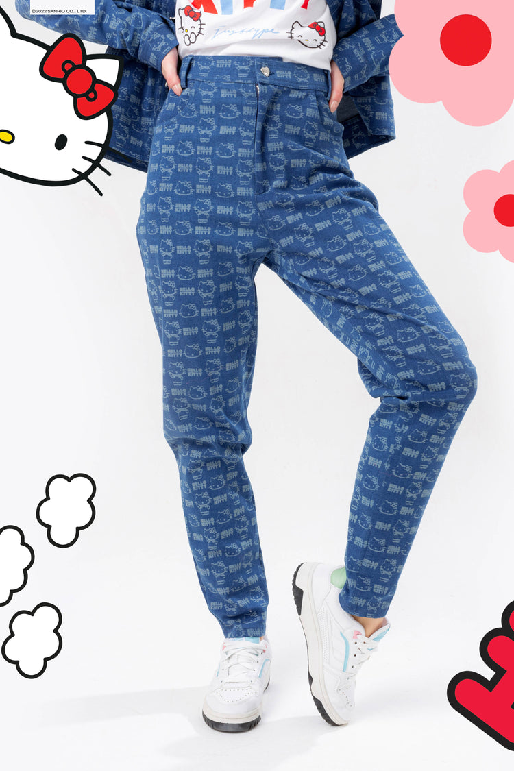 送料無料（沖縄配送） Hello Kitty x UNIFREE Denim Strap Pants