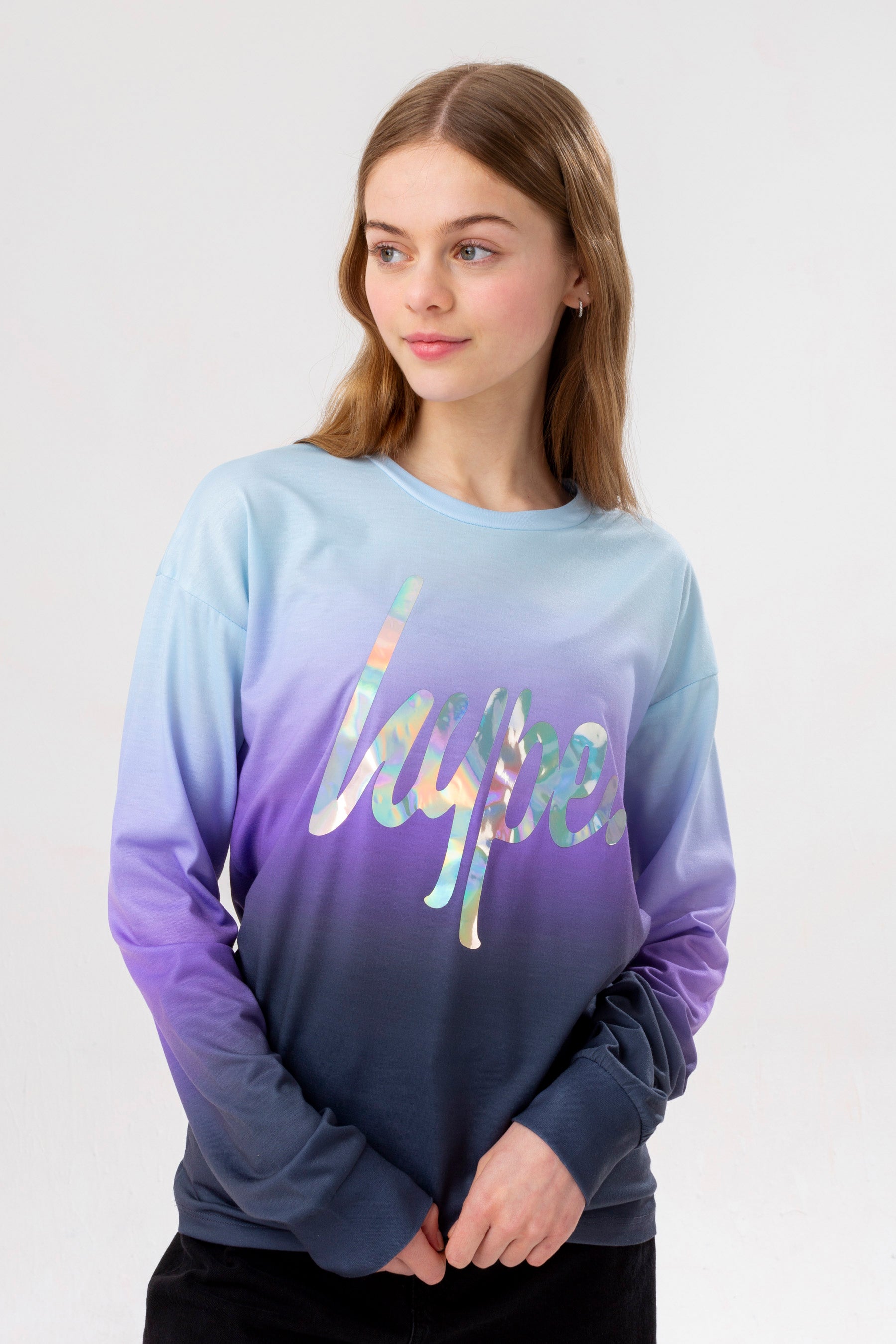 hype girls blue / purple fade l/s t-shirt