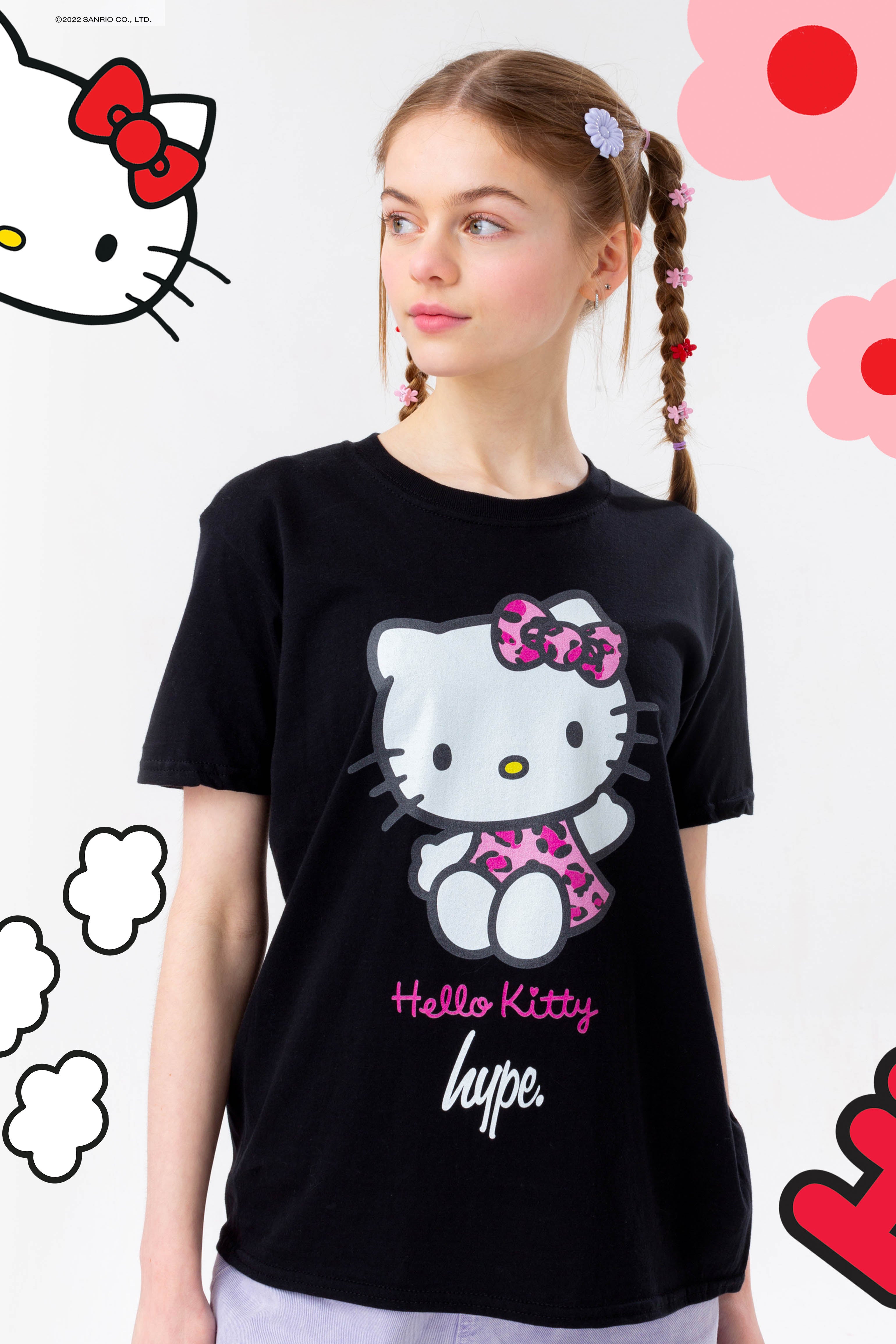 HYPE X HELLO KITTY LEOPARD BOW GIRLS T-SHIRT | Hype.