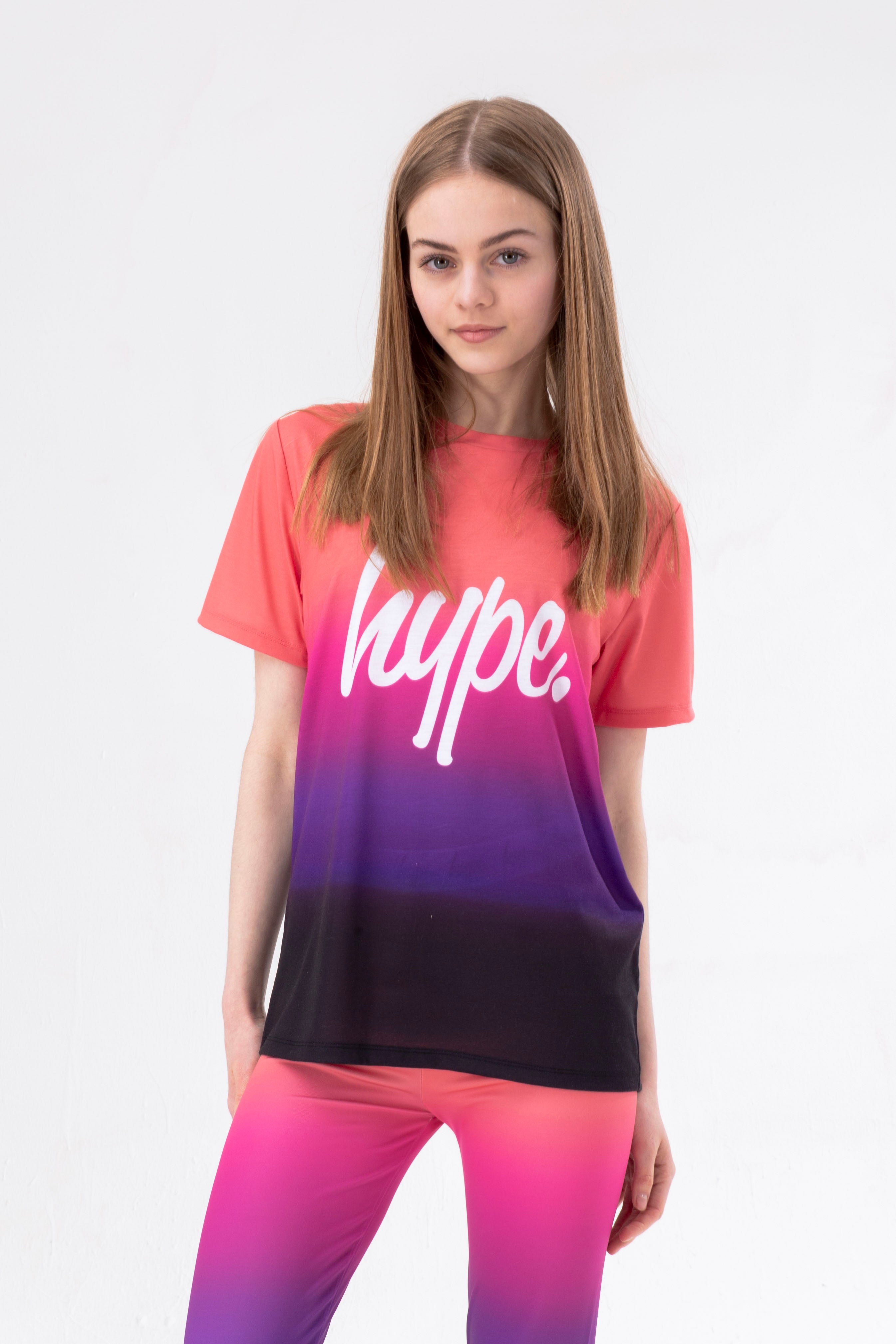 hype girls pink fade script t-shirt